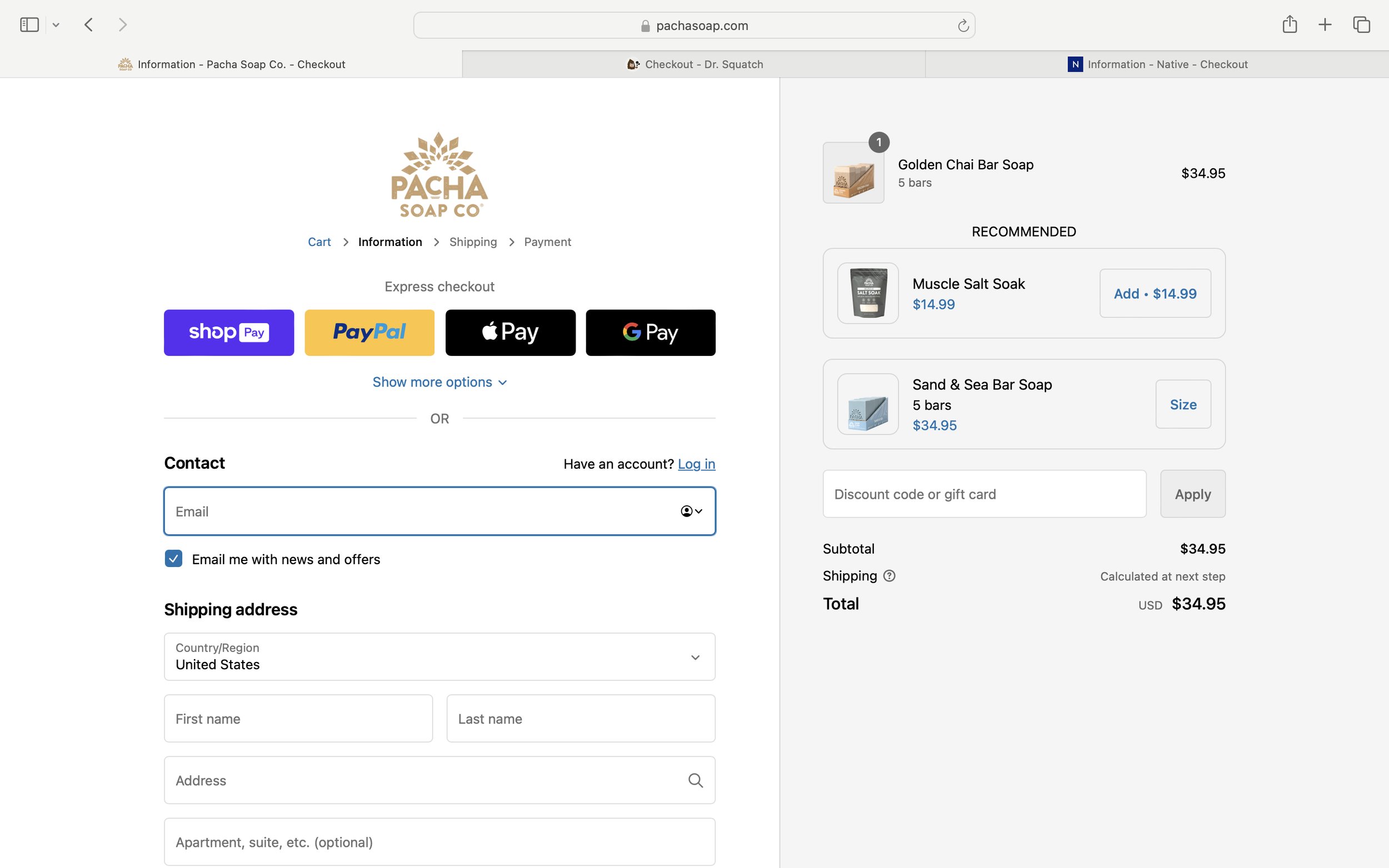 Pacha Information page- top fold.