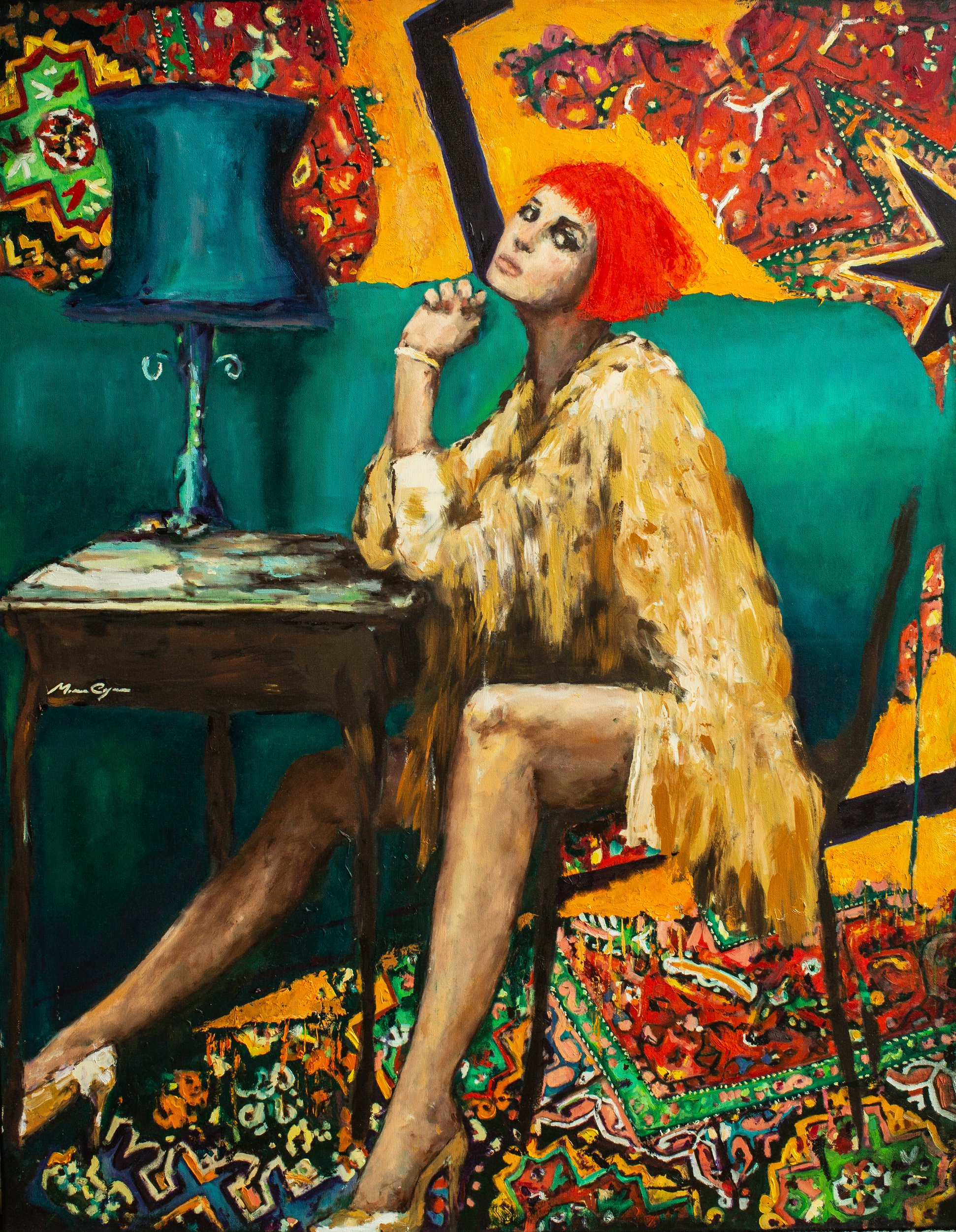 “Tomorrow, she dreams. #WithEyesWideOpen”, 2022, oil on canvas - 127 x 100 x 5 cm