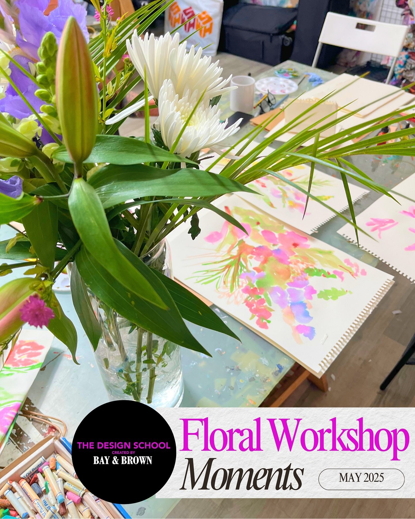 A few moments from last week&rsquo;s Floral Design Workshop at The Design School! 💐
 We spent the day drawing and painting from real flowers &mdash; exploring everything from fine linework to expressive watercolour techniques. Everyone brought their