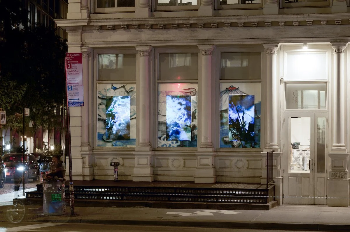 Installation View (Nighttime):  Triumphant Currents, Auspicious Winds  (2025) 
Photo Credit: Izzy Leung