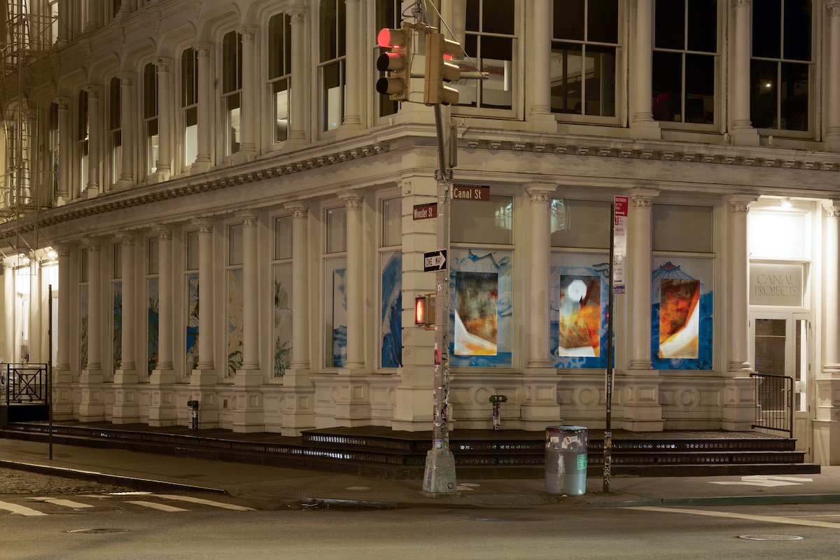 Installation View (Nighttime):  Triumphant Currents, Auspicious Winds  (2025) 
Photo Credit: Izzy Leung