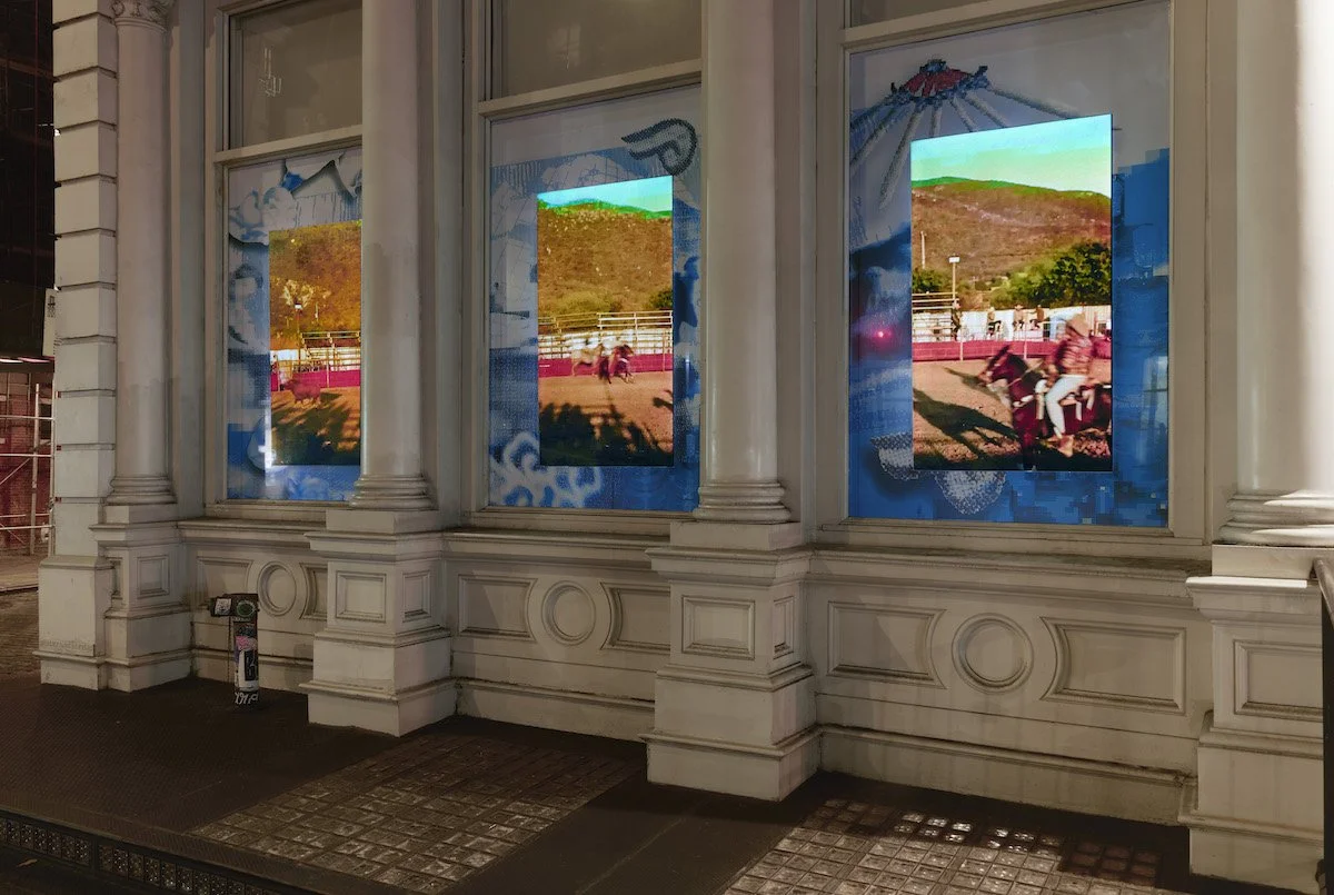 Installation View (Nighttime):  Triumphant Currents, Auspicious Winds  (2025) 
Photo Credit: Izzy Leung