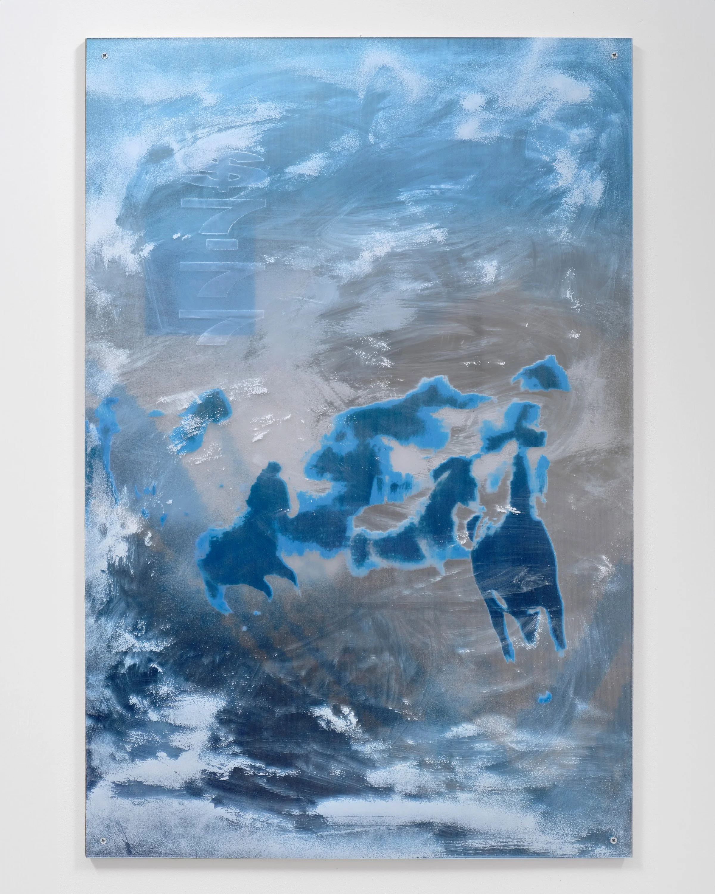  $7.77 (天下山水) , 2025 
Lenticular print, spray paint, vinyl decals 
on plexi and plywood 
45 x 30 inches 