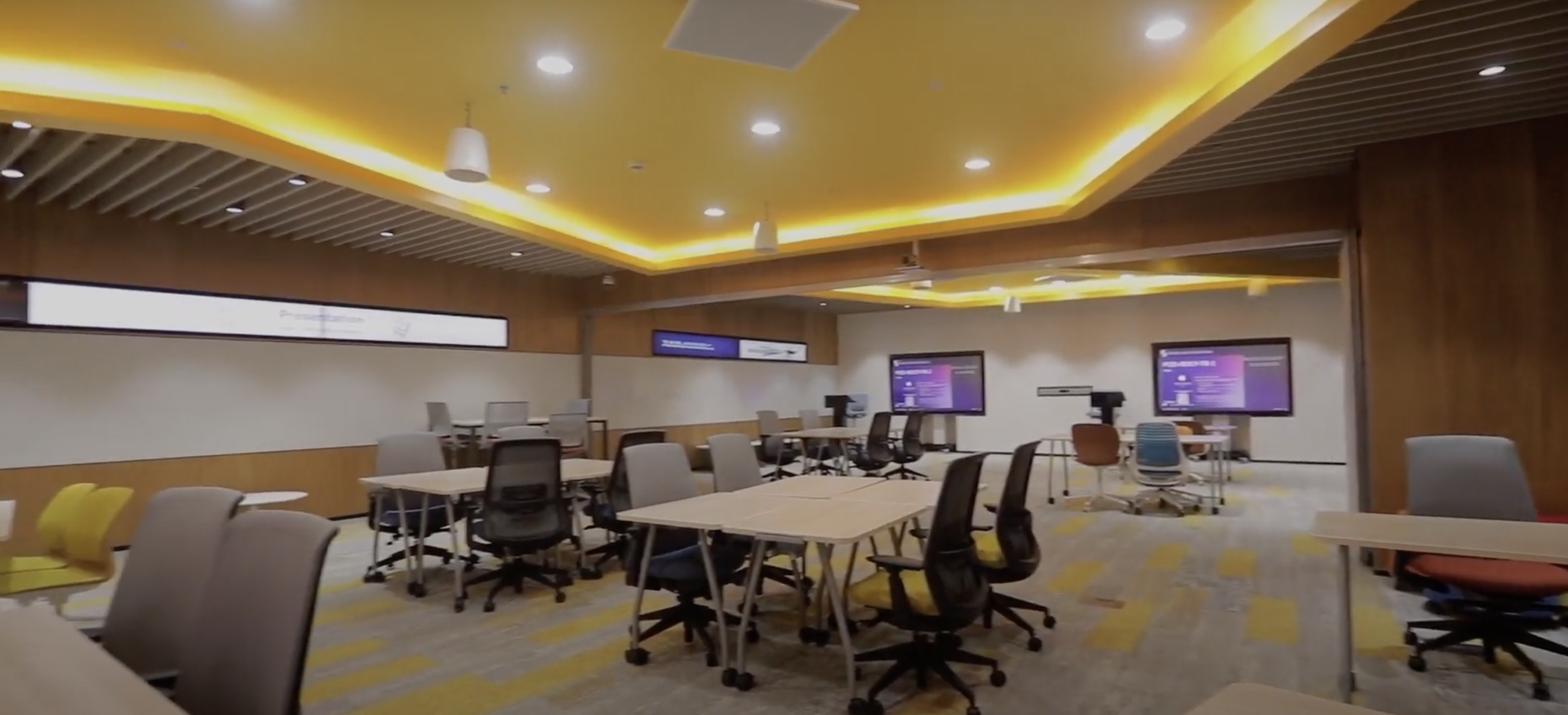 Client’s employee training centre designed by DVSI, featuring display technology and interactive learning environments for workforce development.