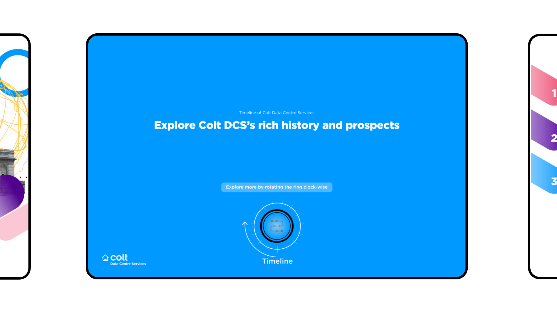 Slideshow on an Object Recognition Table in a Customer Experience Centre, showcasing the client’s history, milestones, and achievements.