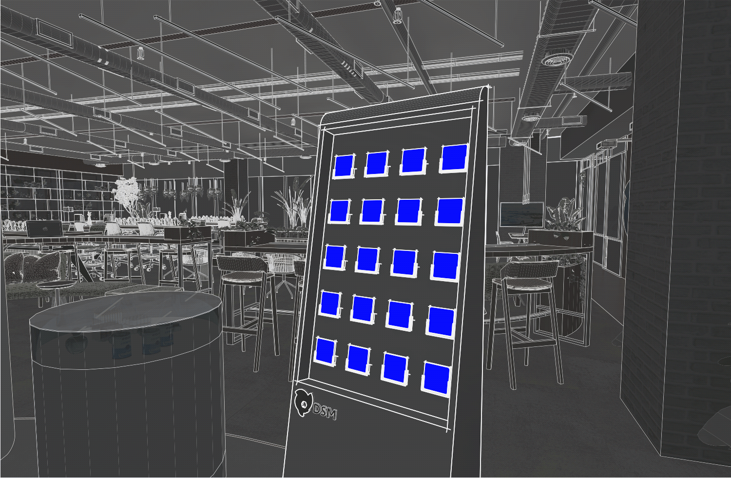 Animated concept showing the user journey through an experience centre, highlighting interactive technology features and digital touchpoints