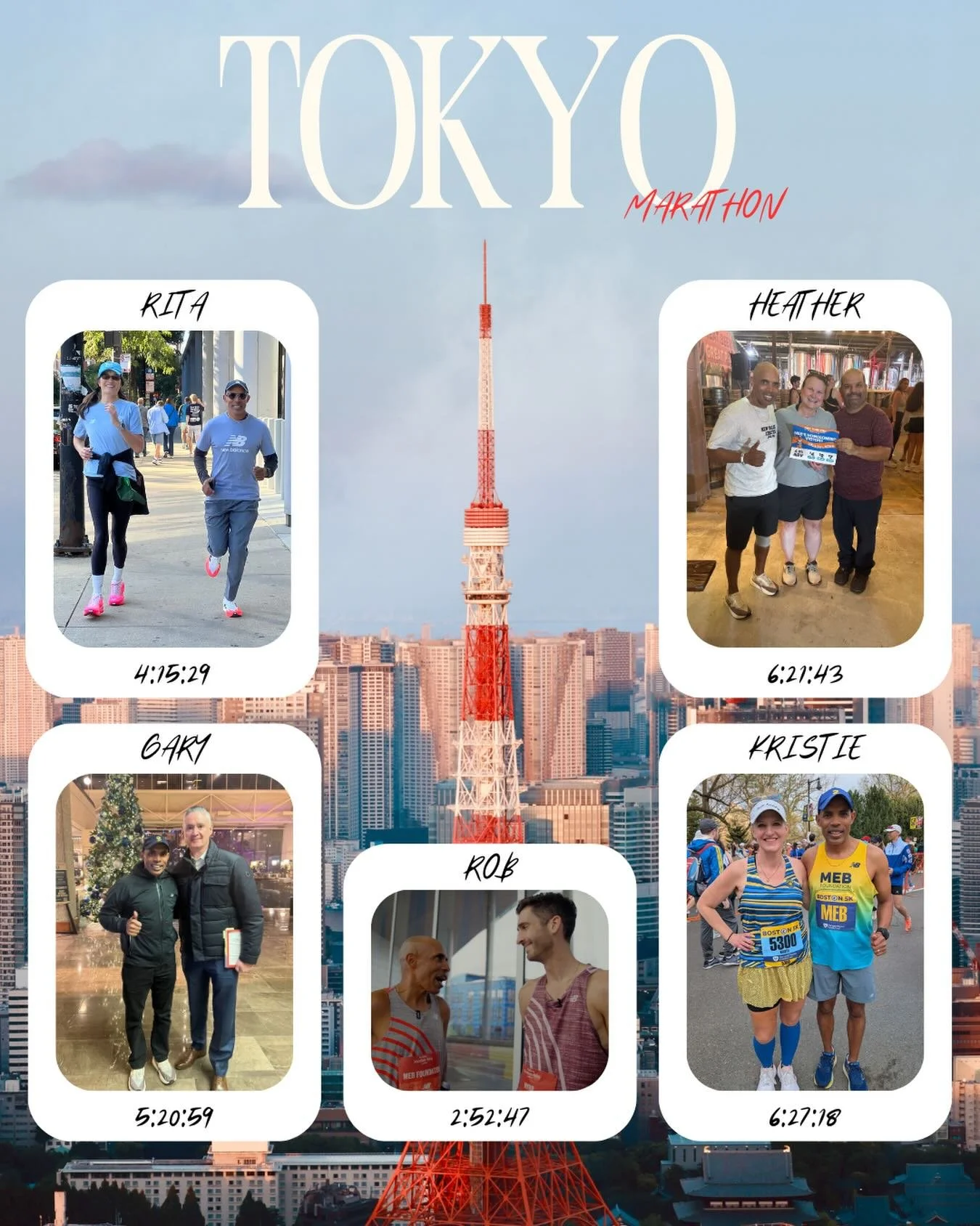 I am very proud of the five athletes I coach who ran the Tokyo Marathon last weekend. Each of these runners put in the time, effort, and hard work to get to the starting line and give their best on race day.

I like to tell my athletes that the actua