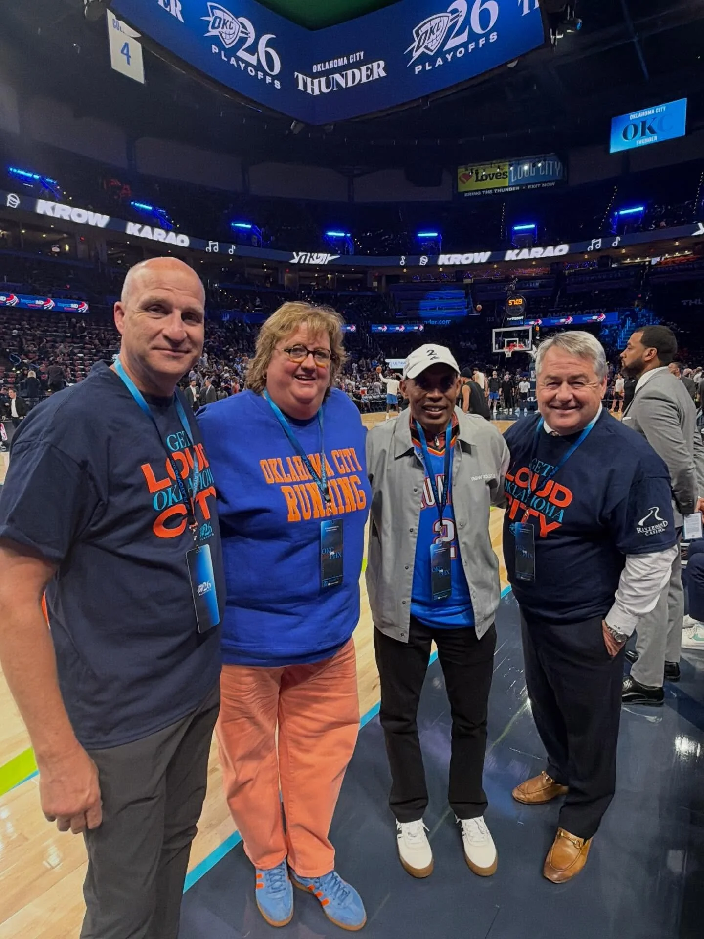 Thank you to Kari Watkins and the OKC Memorial Marathon and Museum team for allowing me to attend and have a wonderful playoff experience last night, getting to watch the action from the floor.

Congratulations to the Thunder on an important win to g