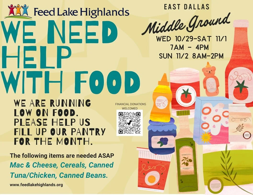 You really showed up last year, East Dallas. Help us stock the pantry for @feedlakehighlands again! 

Wednesday-Sunday THIS week, stop by EDMG for your coffee break and drop off pantry good and essential items. We will sort and take care of the drop 