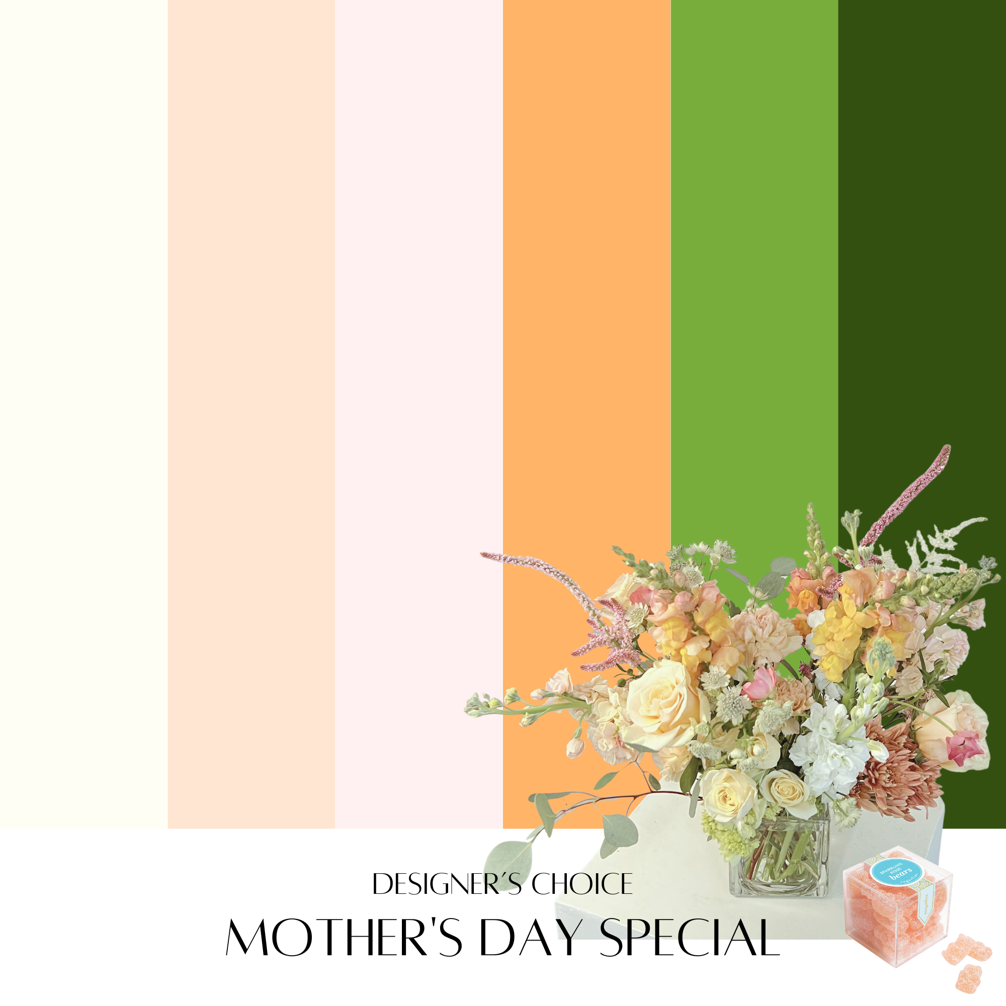 luxury Mother’s Day flower arrangement with premium roses and seasonal blooms in glass vase by Columbia SC florist Meadow Edge Blooms