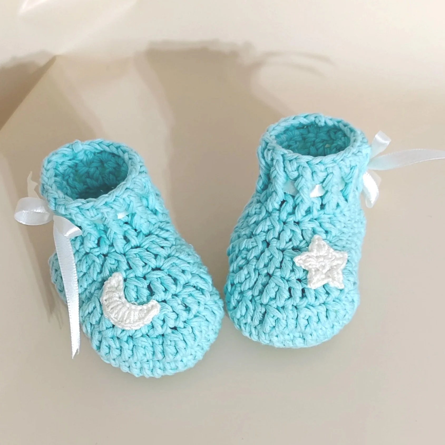 Aqua Hand-Crocheted Baby Booties