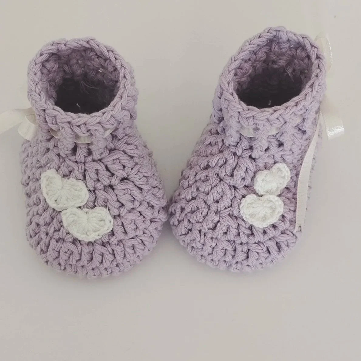 Lavender Hand-Crocheted Baby Booties