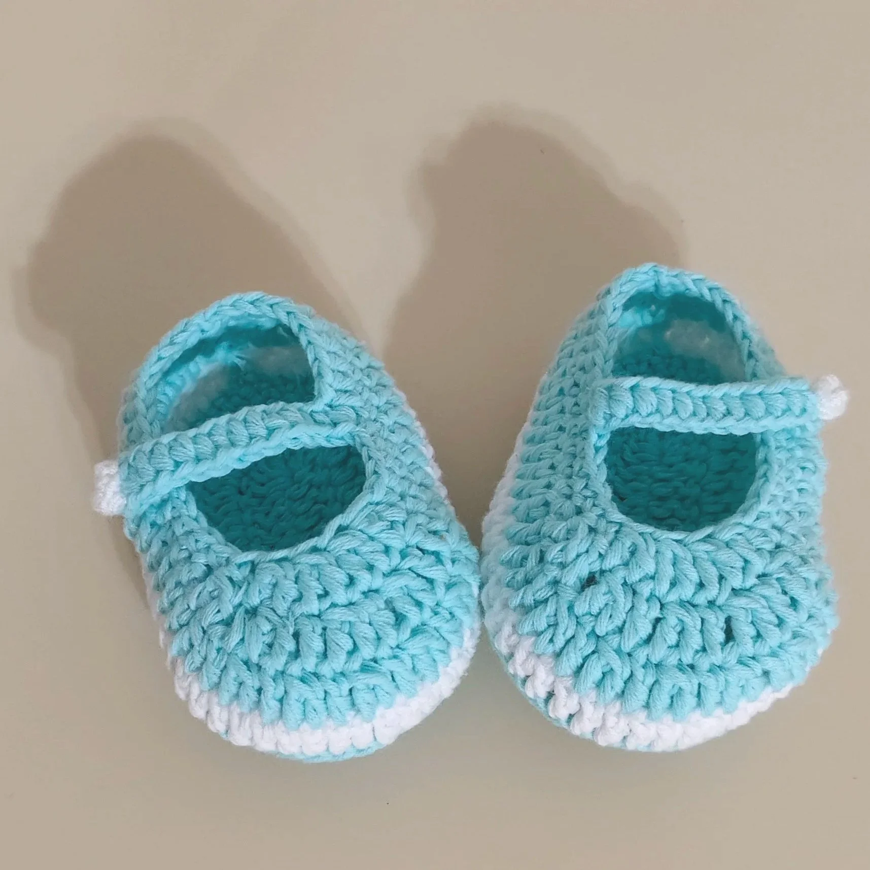 Aqua Hand-Crocheted Mary Jane Baby Shoes