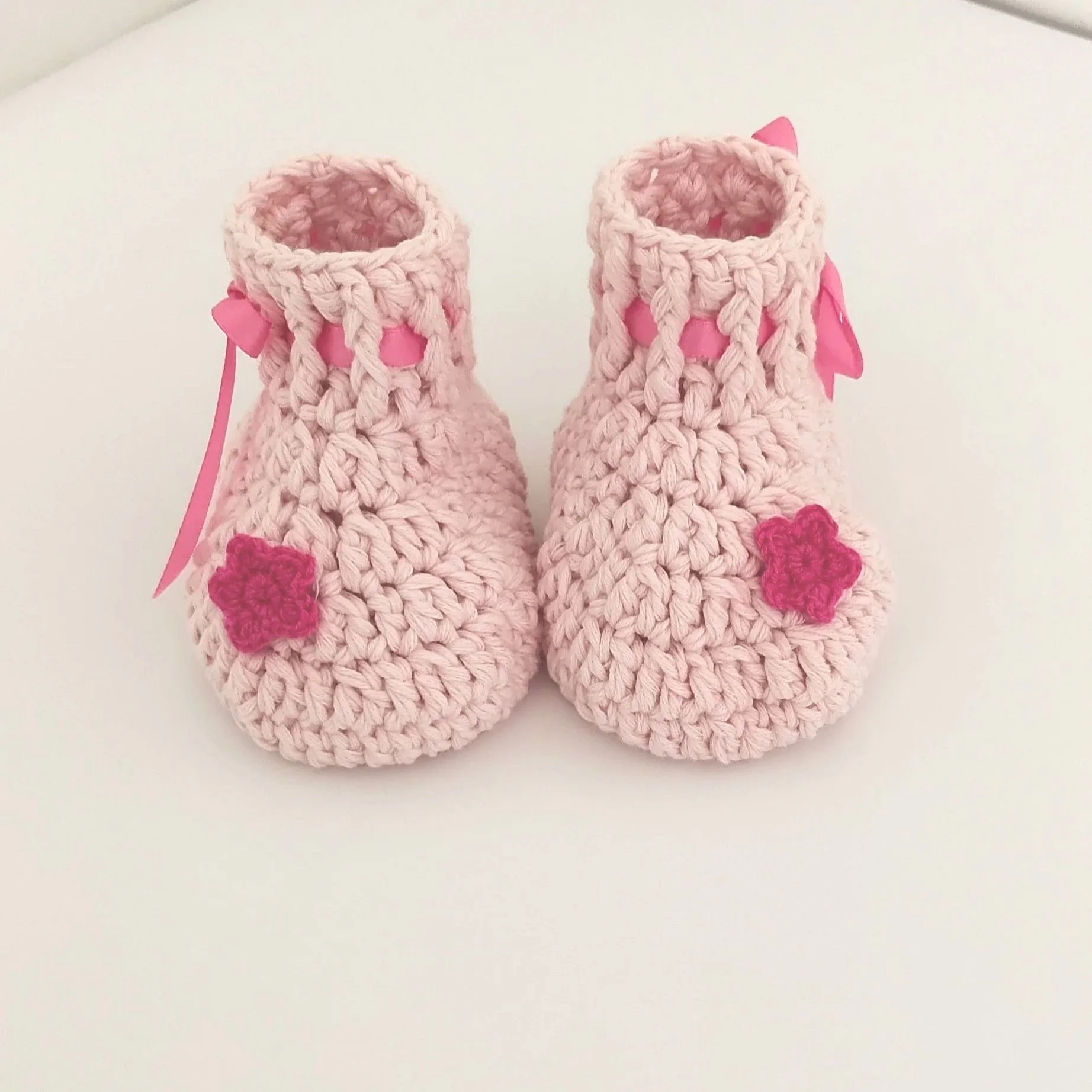 Pink Hand-Crocheted Baby Booties