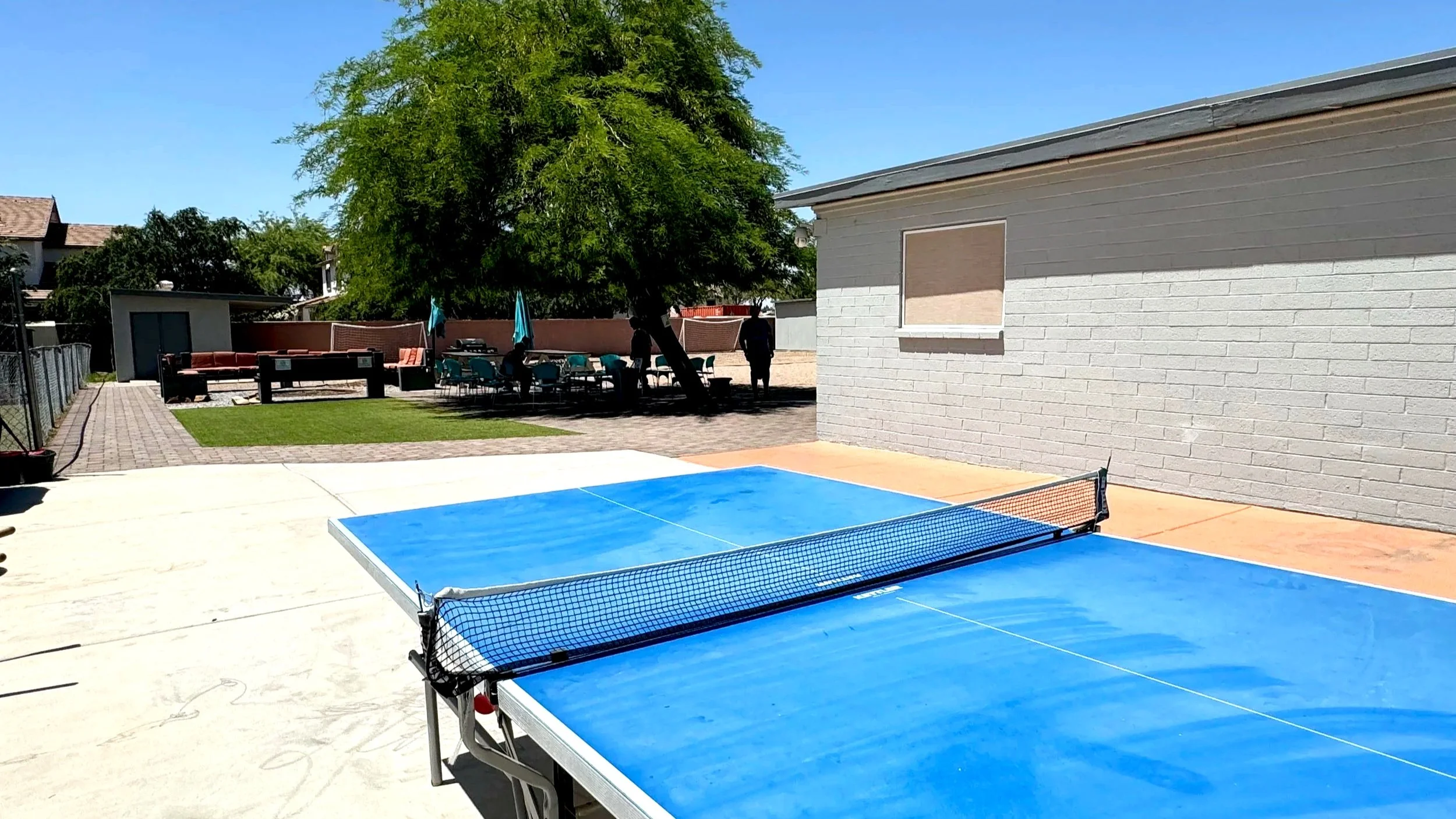 Patio space with ping pong table