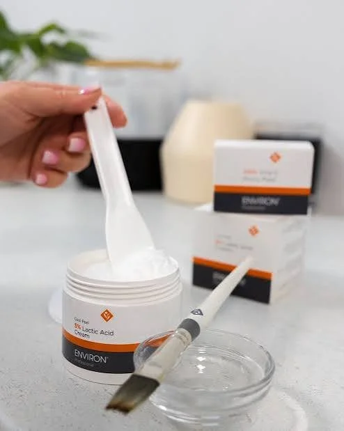 Environ Cool Peel lactic acid jar used for chemical peels at JE’DERM skin atelier