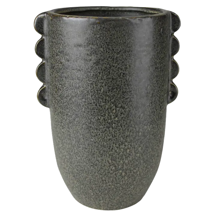 Black Ceramic Vase with Scallops