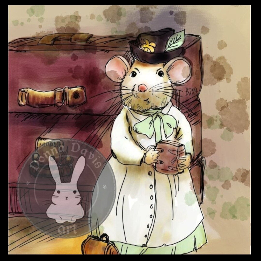 Miss Molly Cranston Ladies Maid, my illustration in my Animal Character series. Read about her on my blog donnadavisart.com or hear her story on my youtube channel (link in bio) #illustration #characterdesign #animalillustration #mouse #victorian #vi