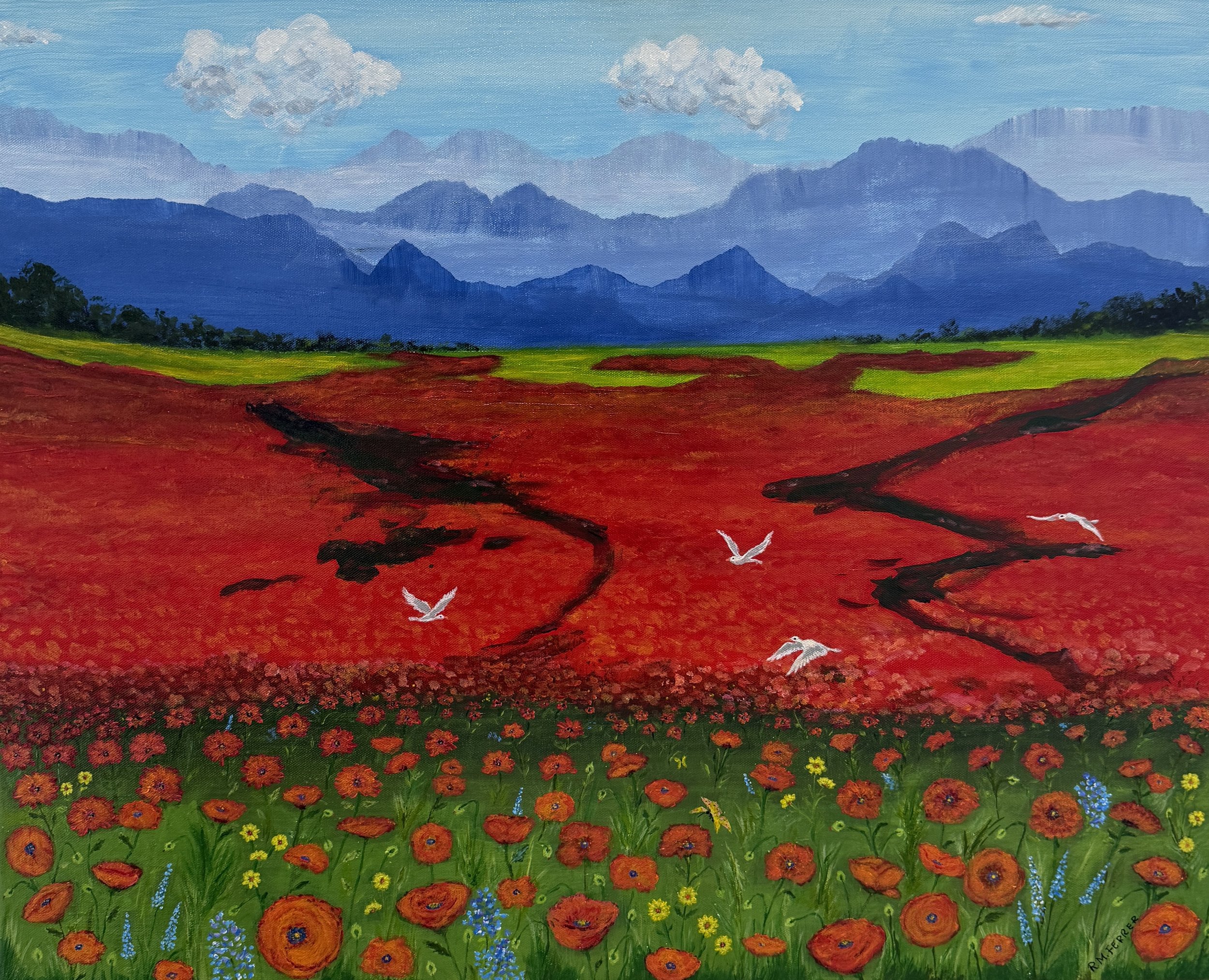 Poppy Flowers Landscape