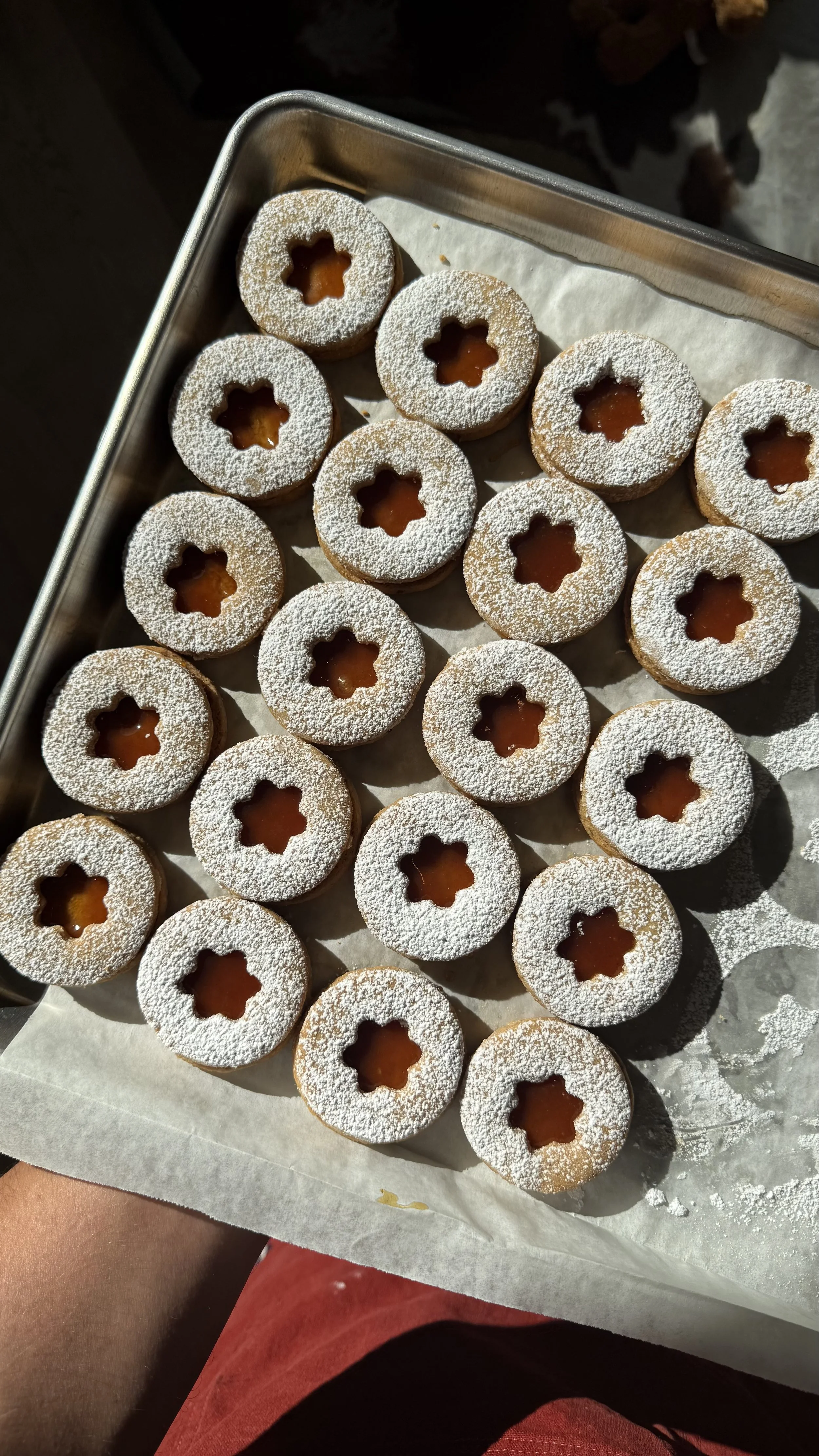 Spiced Linzer Cookies with Pear Caramel