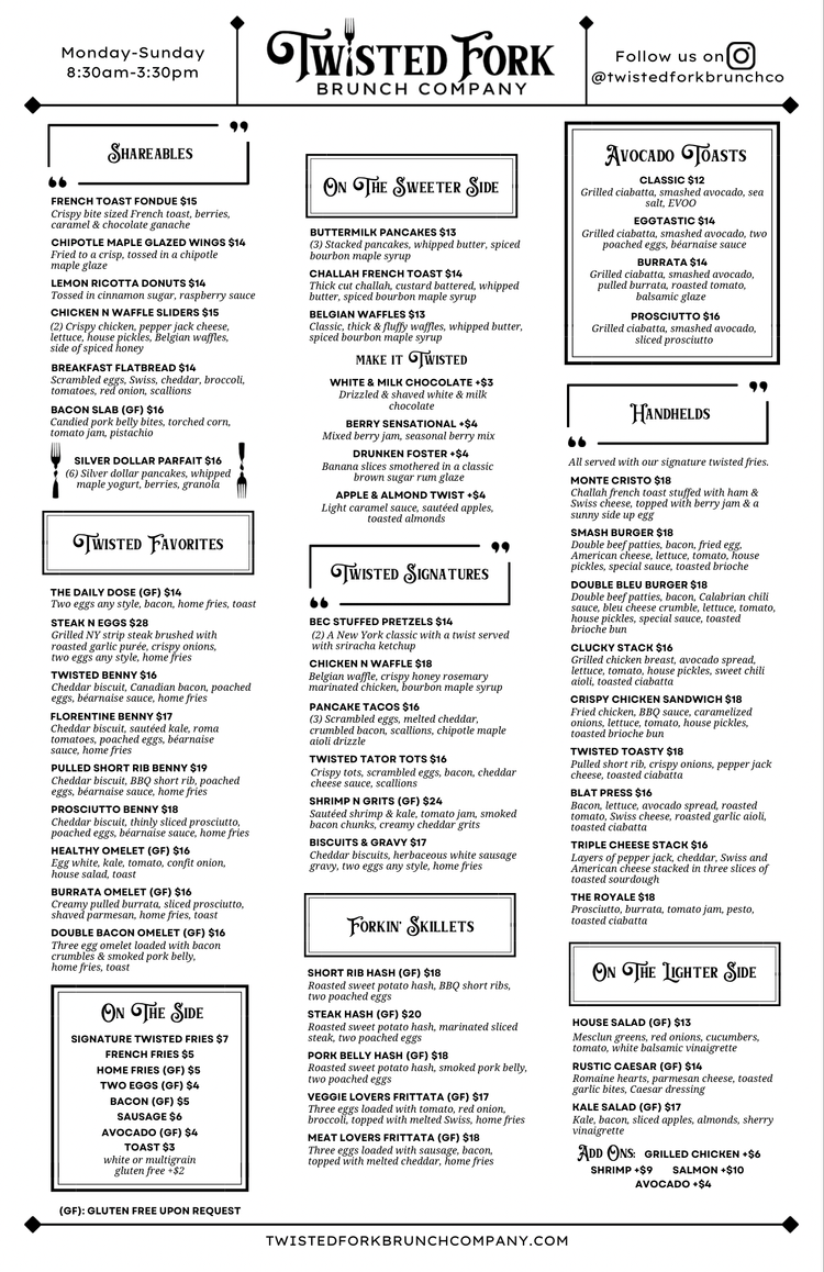 Menu — Twisted Fork Brunch Company