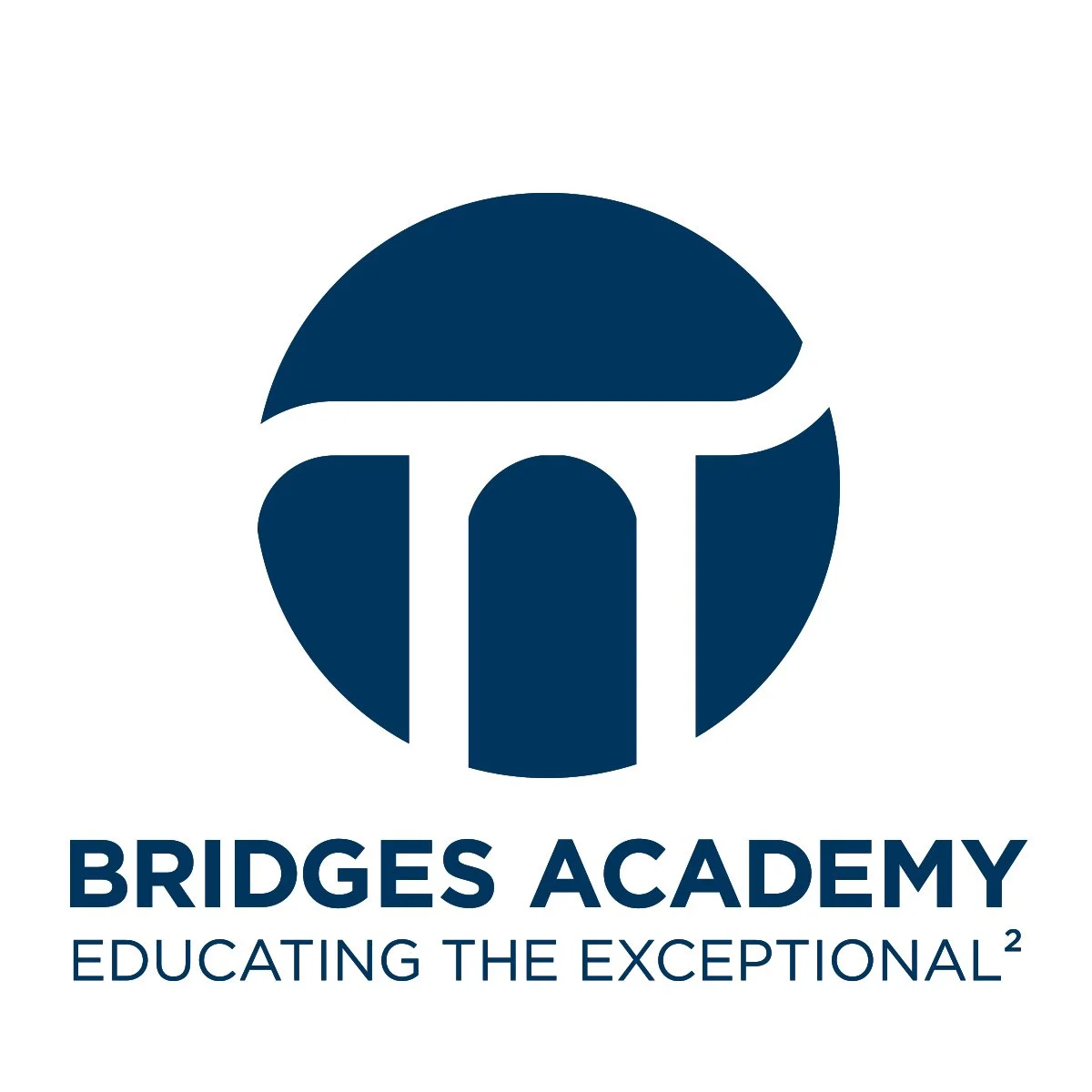 Bridges Academy Online logo - sky blue minimalist bridge