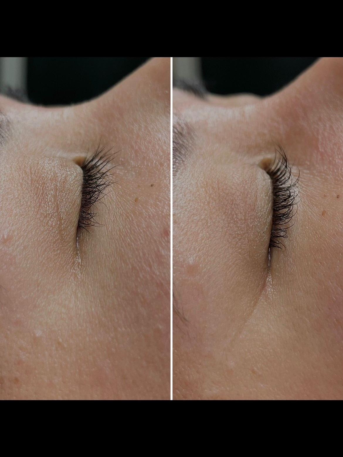 Eyelashes curled with lash perming solution lasts up to 6 to 8 weeks