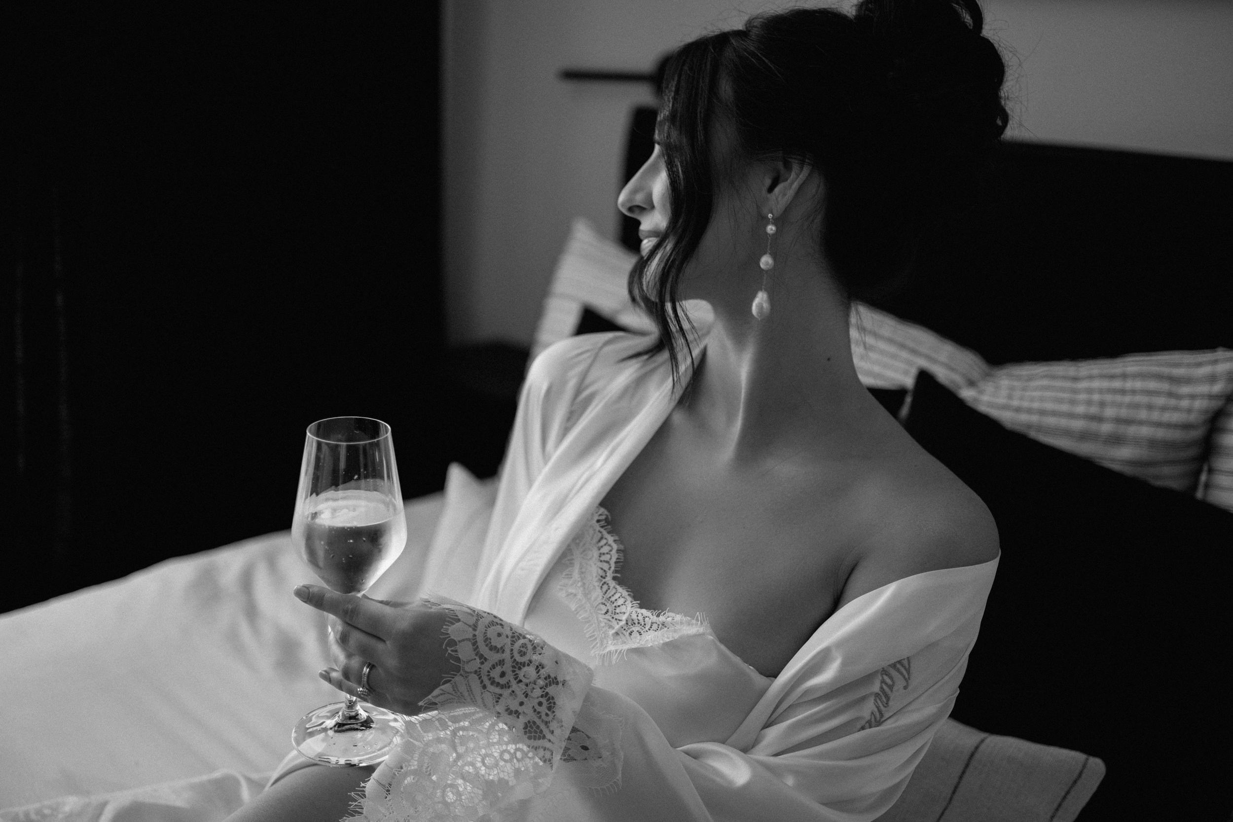 Elegant bride in beautiful high-end wedding dress