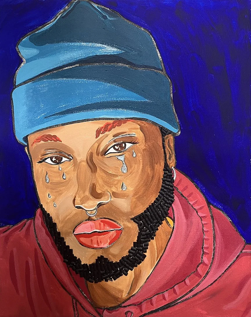 DIAMOND TEARS
 Acrylic and rubber on canvas 
 24 x 30 in
 2026