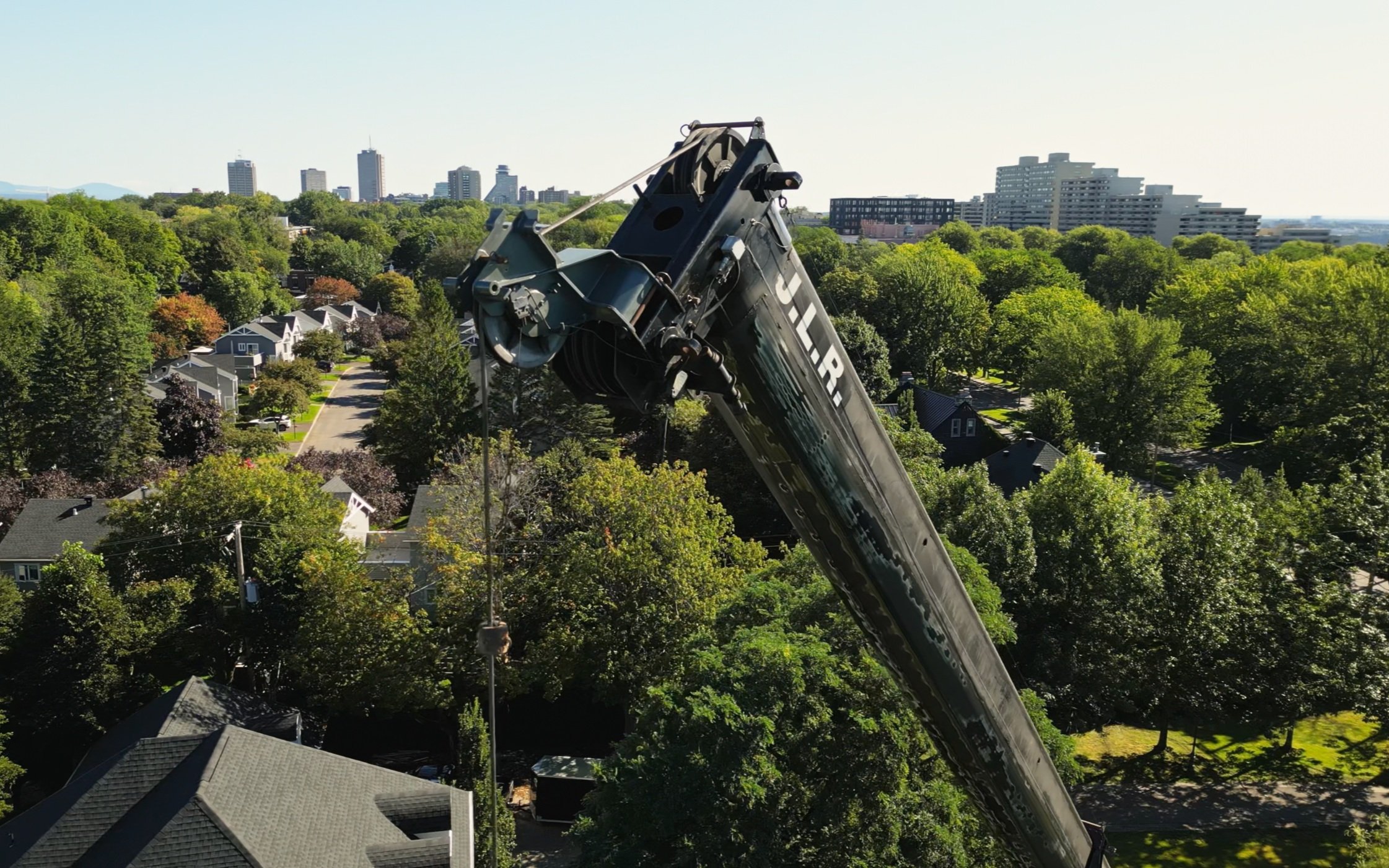Grue devant la ville
