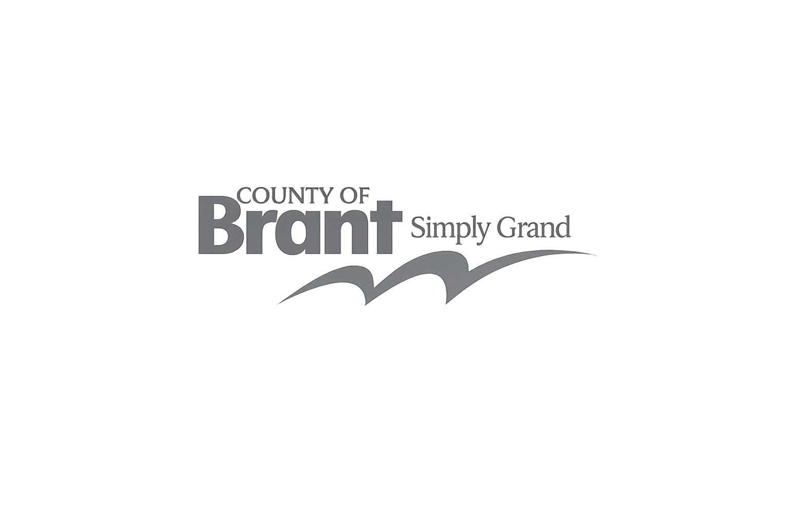 Logo of County of Brant with the text 'Simply Grand' on a gray background.