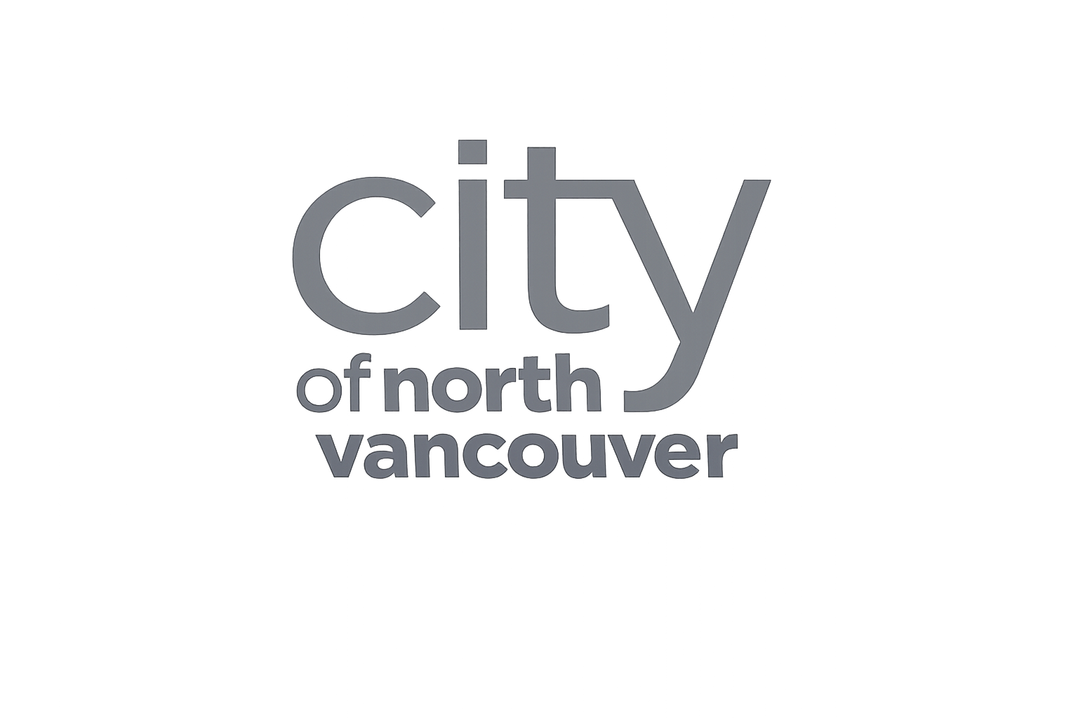 Logo of City of North Vancouver in gray text on a black background.