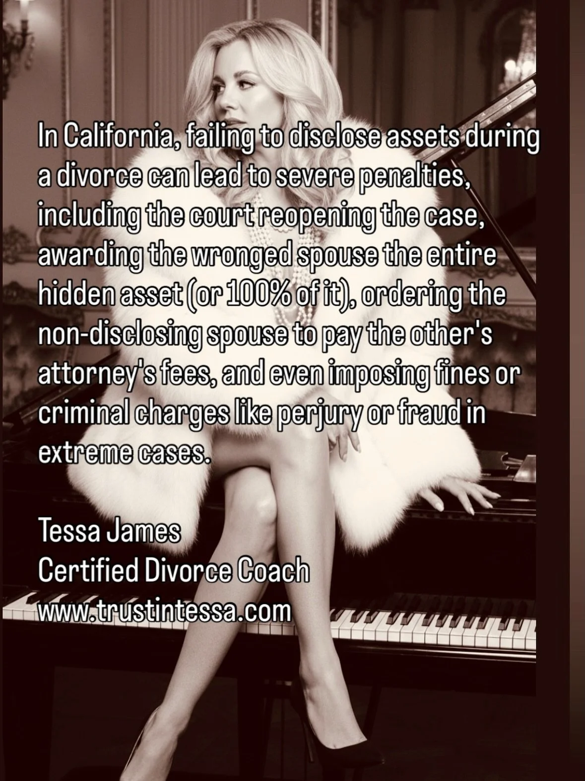 In California, failing to disclose assets during a divorce can lead to severe penalties, including the court reopening the case, awarding the wronged spouse the entire hidden asset (or 100% of it), ordering the non-disclosing spouse to pay the other&