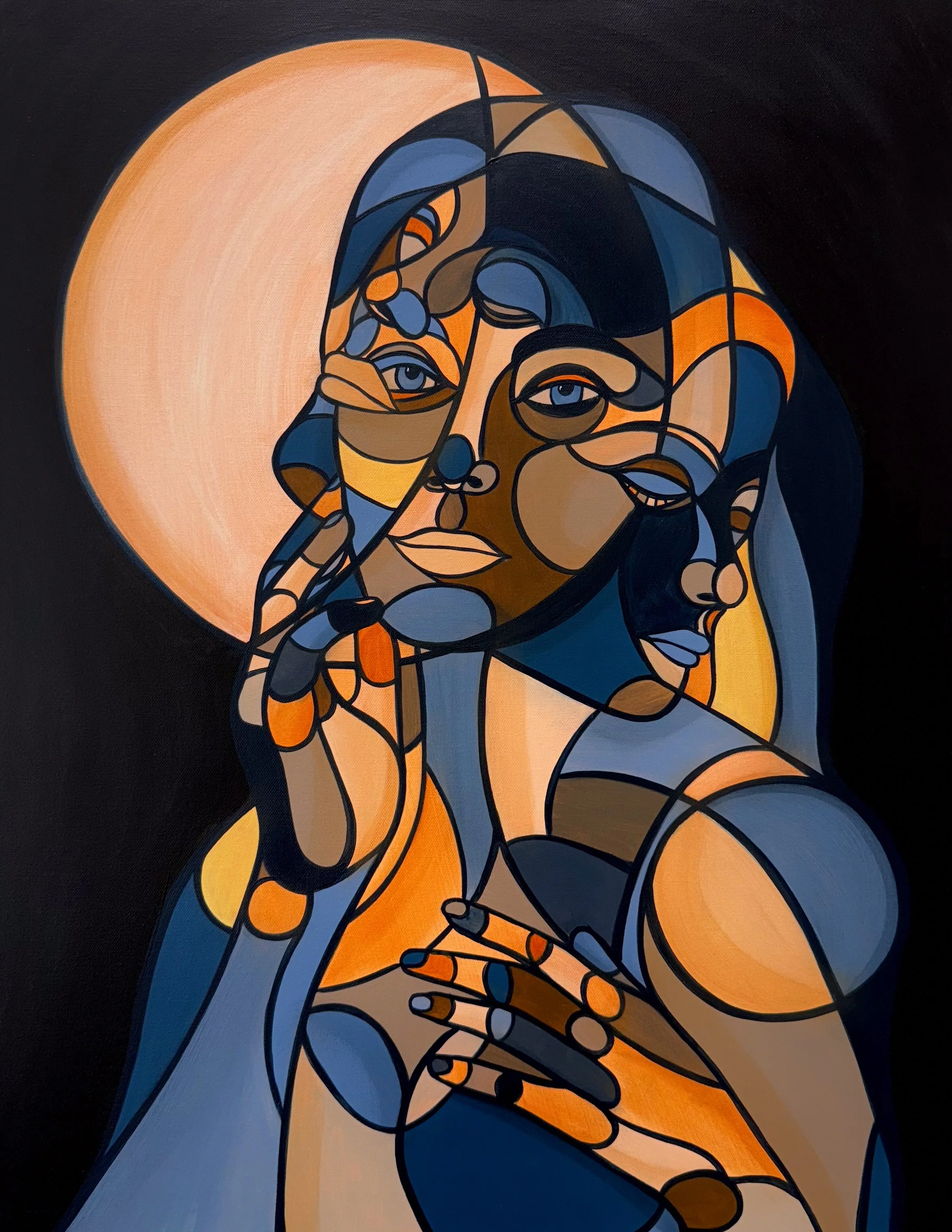 "Waning Crescent - Where Whispers Meet the Sky" 2025 | acrylic on canvas | 30" x 22" 🔸sold - private collection