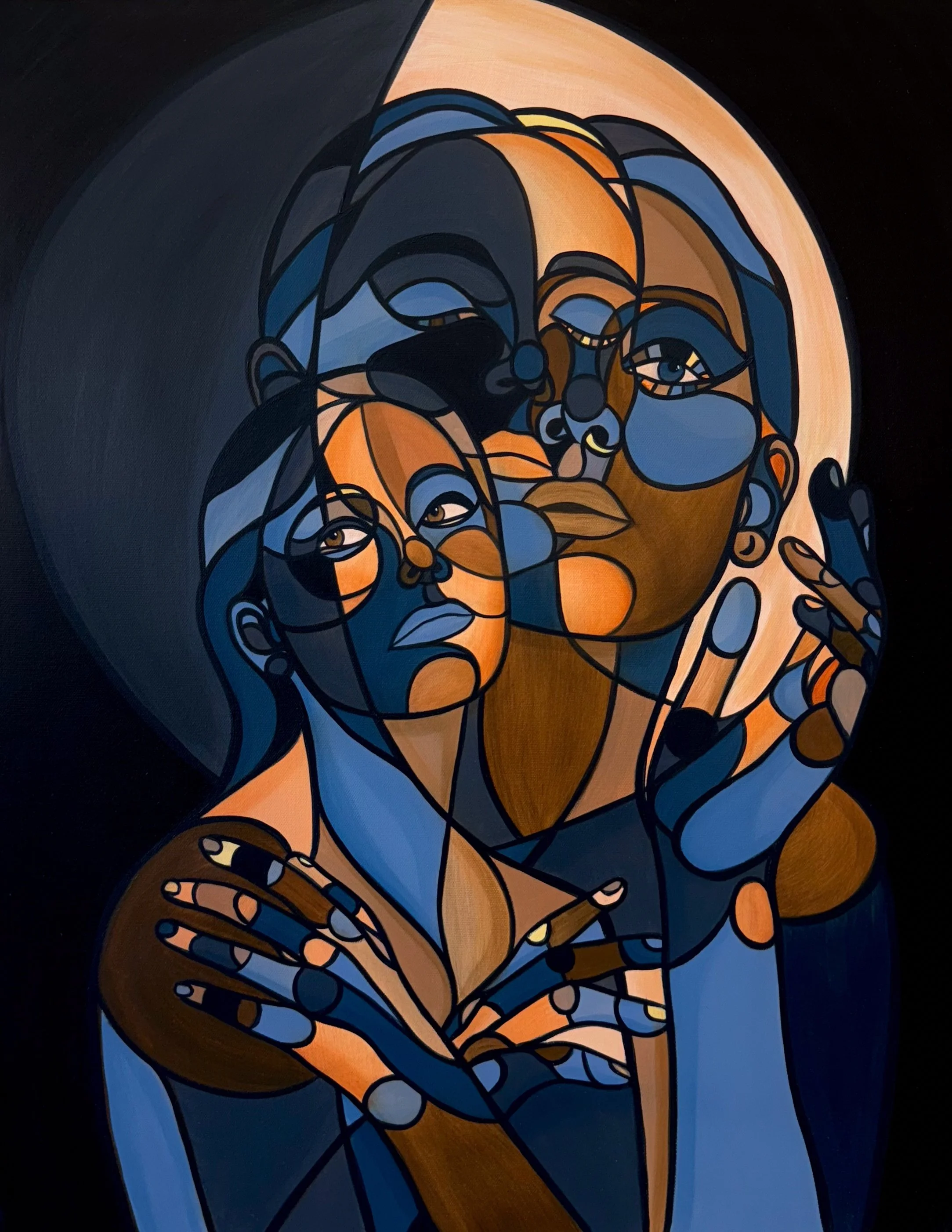 "First Quarter - The Pull of Becoming" 2025 | acrylic on canvas | 28" x 22"