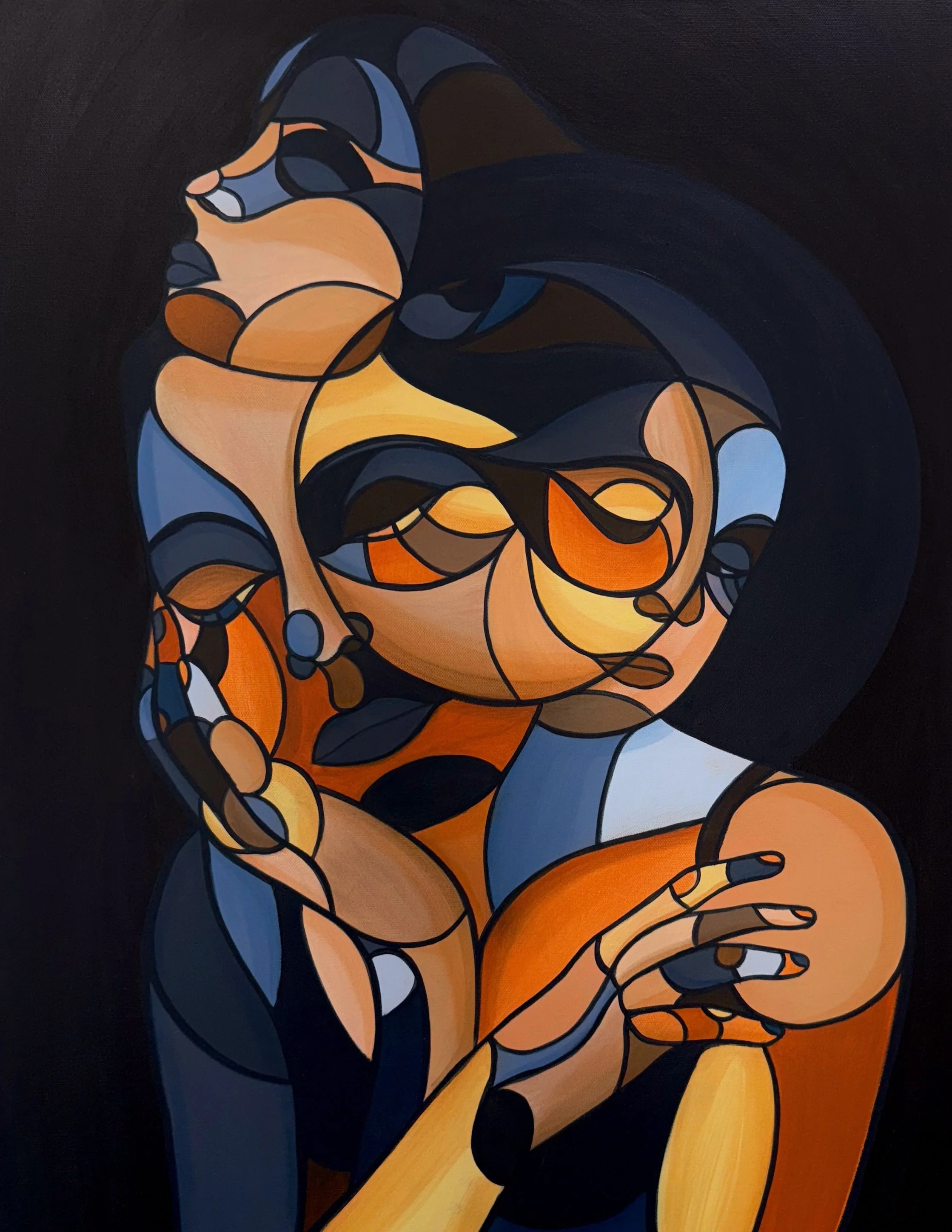 "New Moon - Drifting in Hidden Stillness" 2025 | acrylic on canvas | 30" x 22"