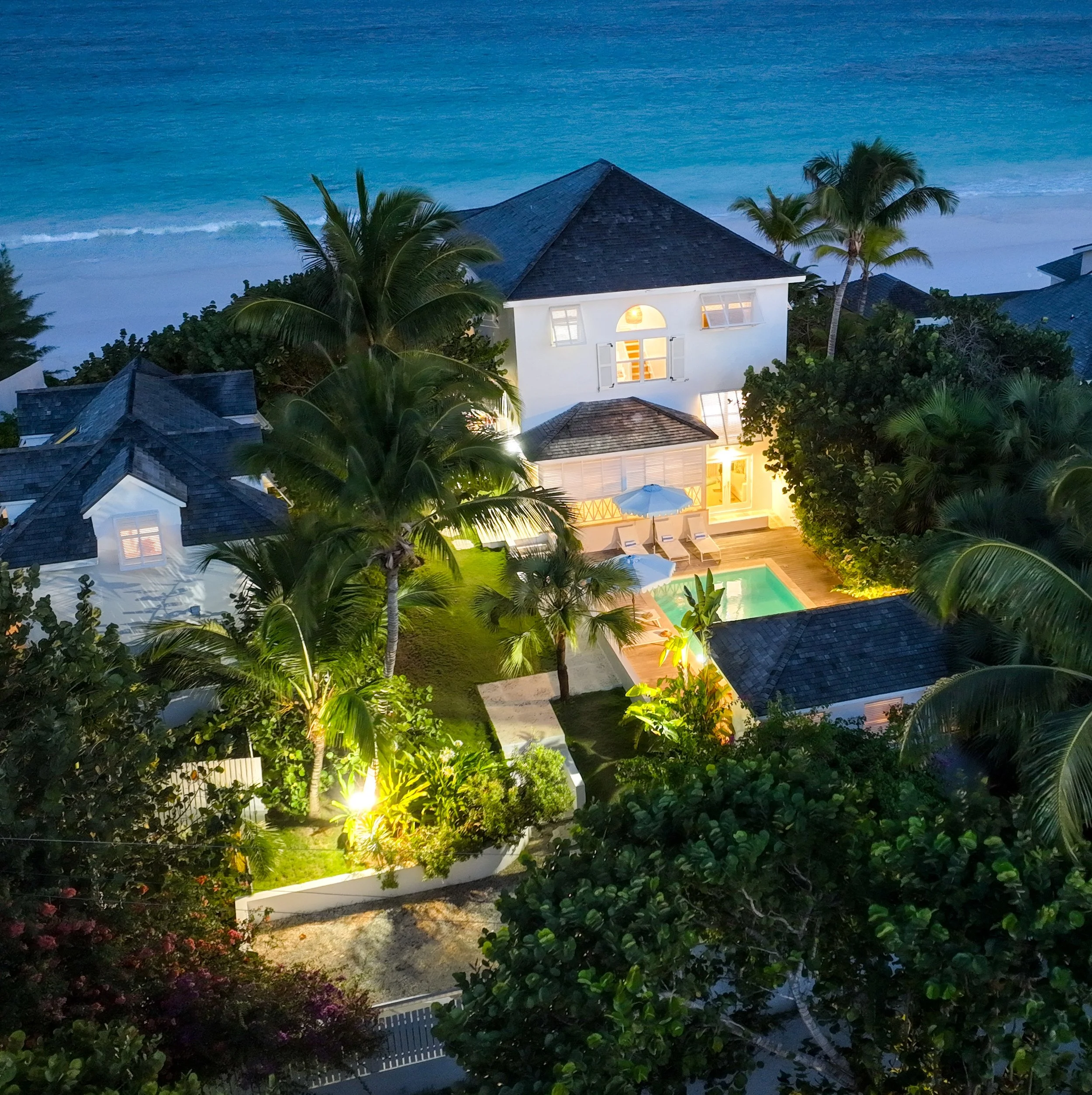 Villa Aerwyna-birdseye view of villa on the beach at night.jpg