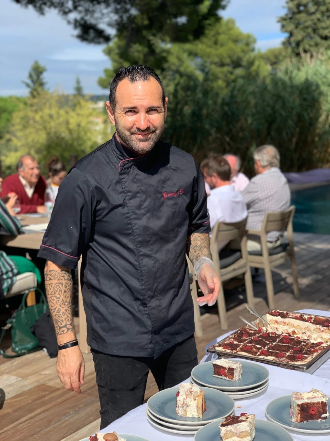 Private chef preparing plates for a wedding celebration at a villa