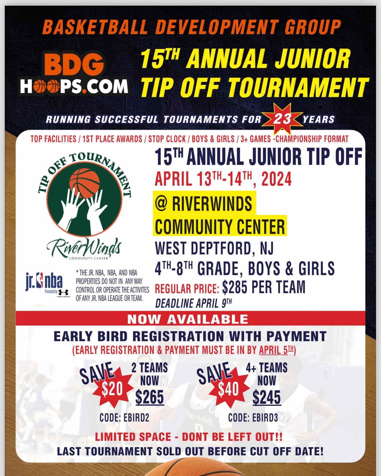 🔥WE ARE ALMOST A MONTH AWAY FROM OUR JR ANNUAL TIPOFF! REGISTER NOW AT WWW.BDGHOOPS.COM! DON&rsquo;T GET LEFT OUT LOOKING IN!👀🔥