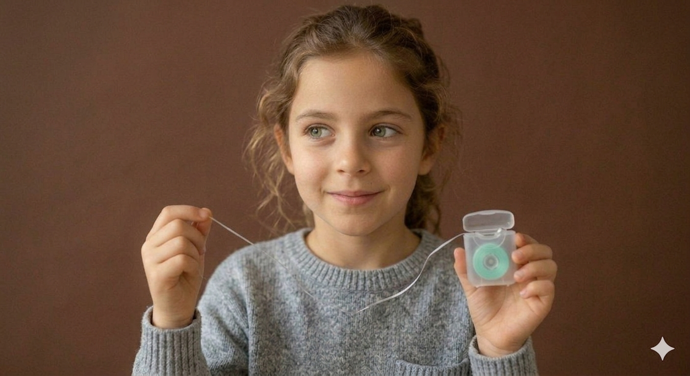 A young girl is holding her hands up near her face and smiling.