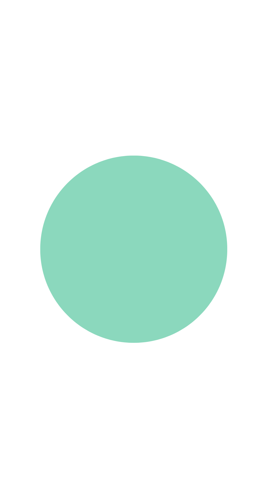 A solid mint green circle centered on a white background.