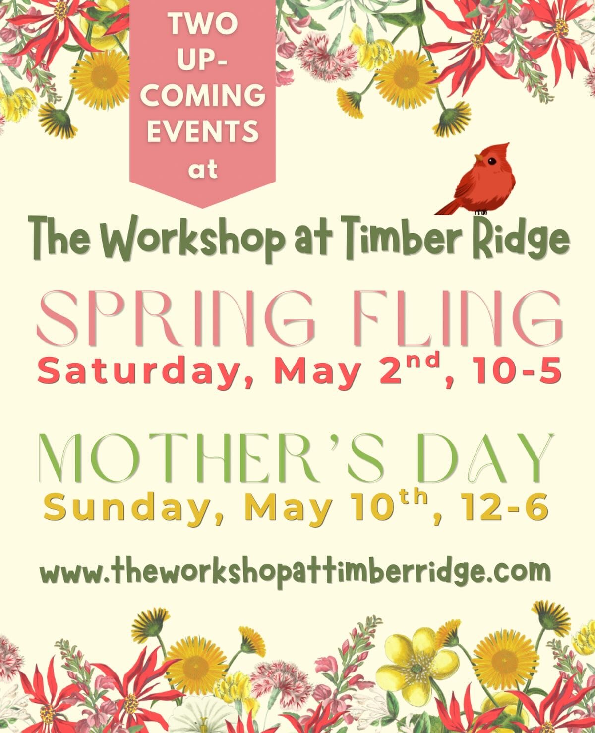 This Saturday, May 2nd is our Spring Fling open house event, 10-5&hellip;support local &amp; handmade, have a tour and see some demos. 

Next Sunday, May 10th is our Mother&rsquo;s Day event, 12-6&hellip;again support local &amp; handmade by purchasi
