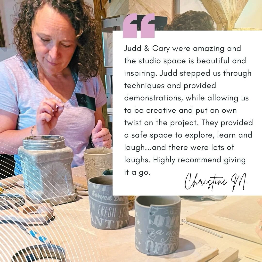 Tooting our horn&hellip;📯 It feels good to be recognized like this and we like to share testimonials from time to time! Thanks, Christine! 

Come learn &amp; laugh with us soon! Judd&rsquo;s SUMMER ceramics classes are live on the website and begin 