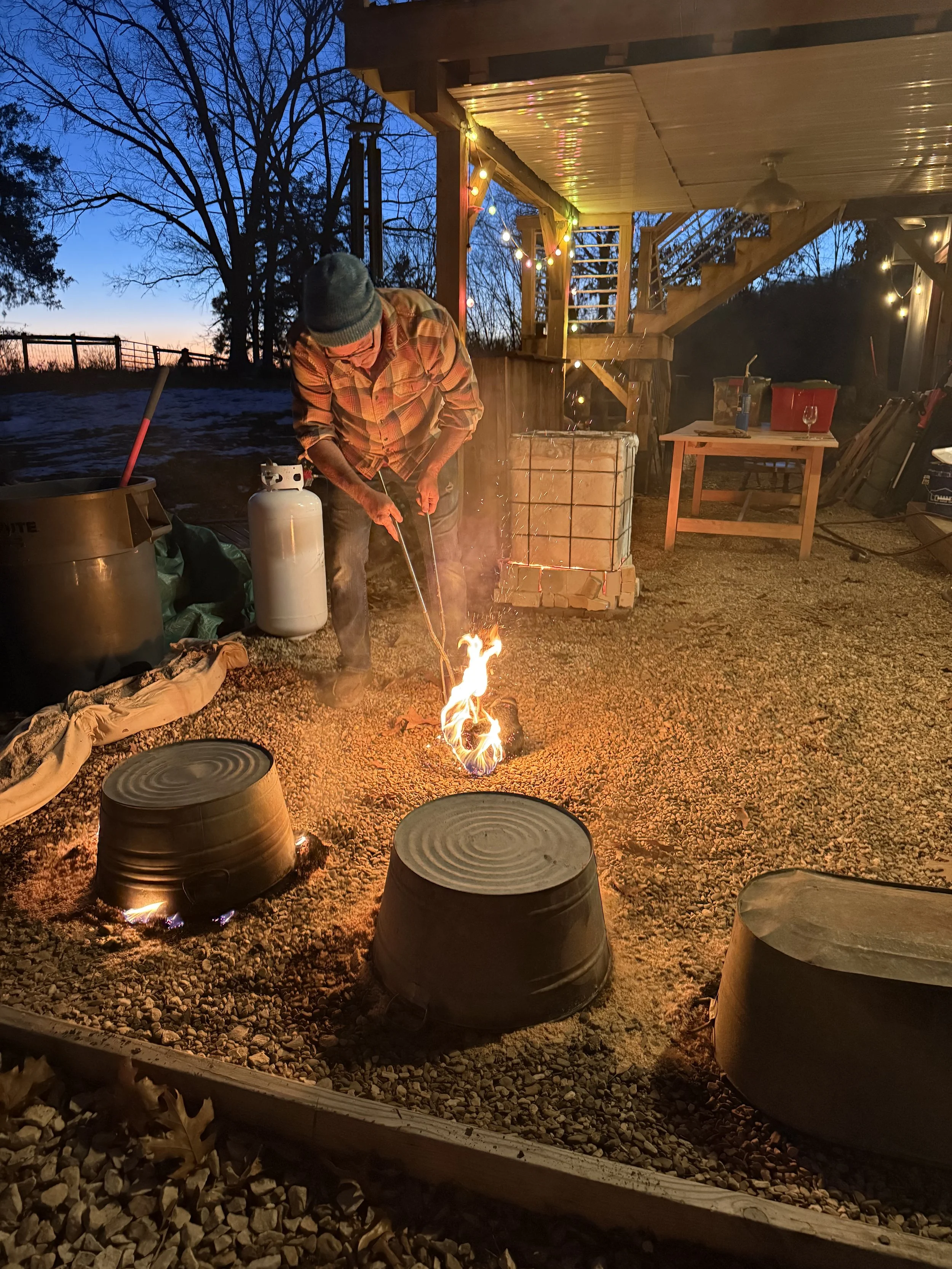 Raku firing at Timber Ridge