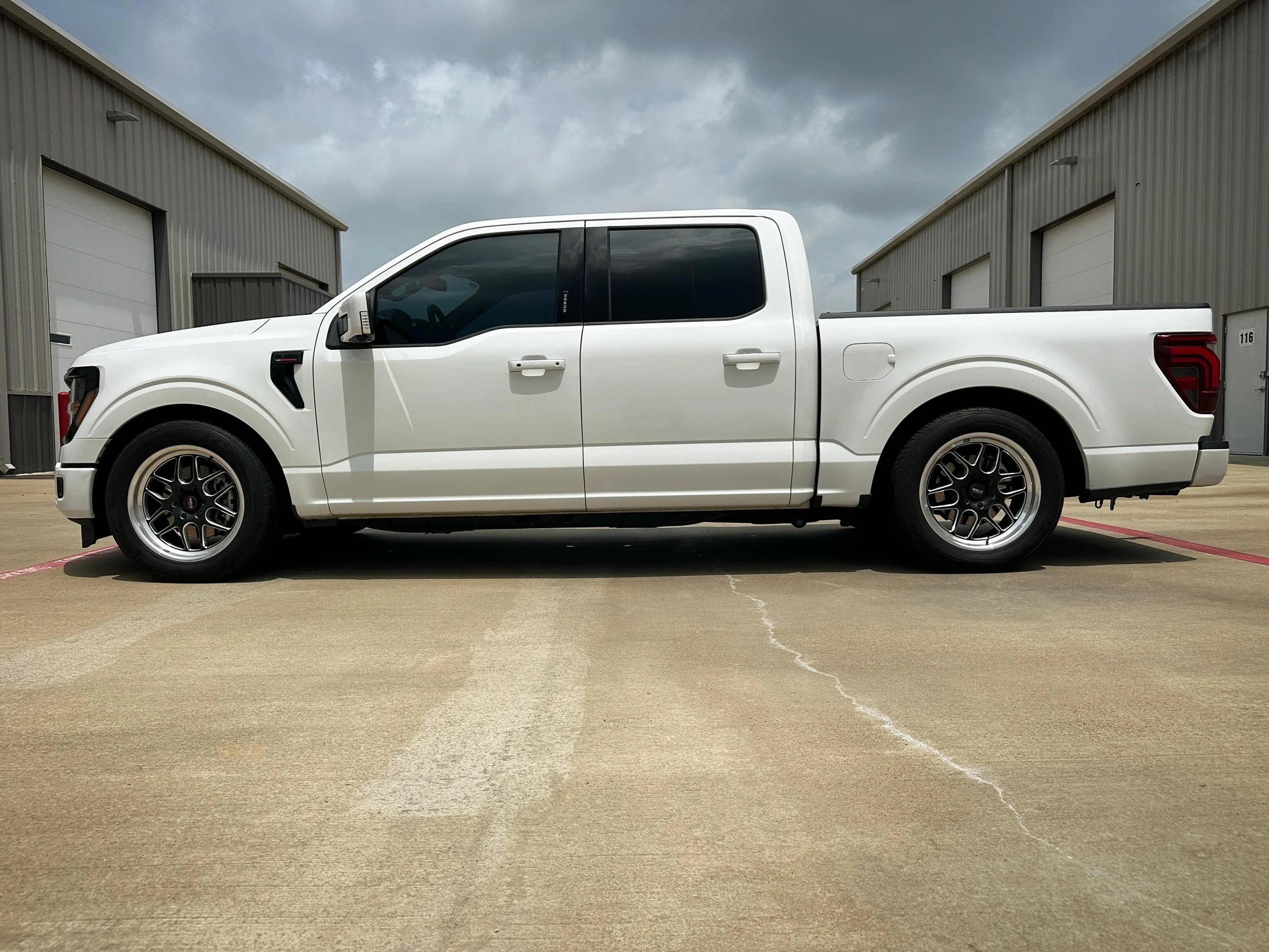 2024 F150 sitting perfect thanks to the @ridetechsuspension 3/5 performance lowering kit, on some 20&rdquo; @weldwheels Solana. Hit us up if you&rsquo;re ready to upgrade your F150. Financing available, so you can buy now, and pay later.