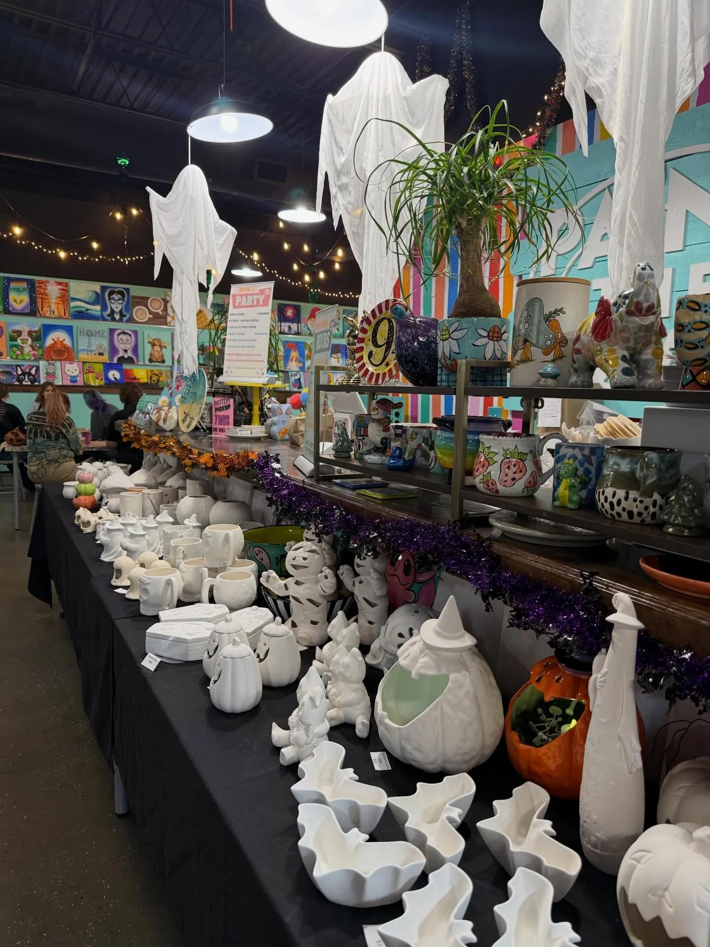 Half Way to Halloween pottery painting! 💀🎃 👻