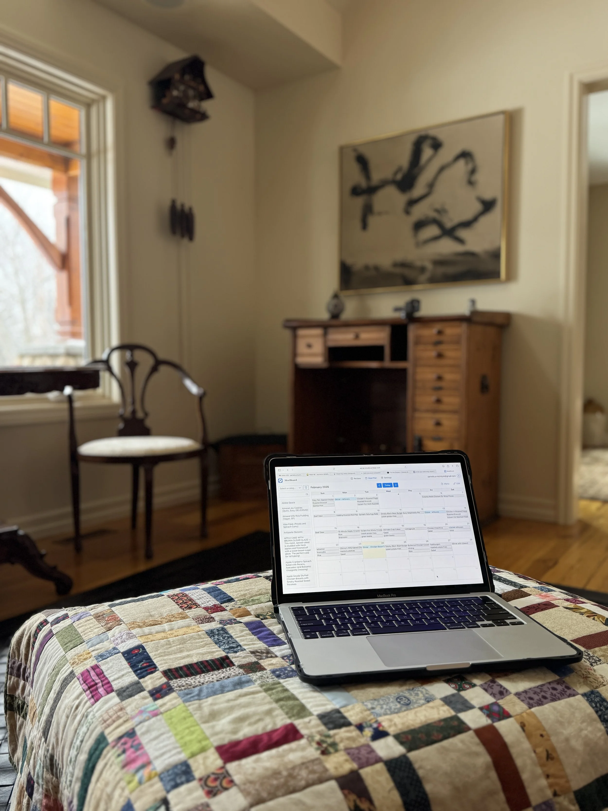Laptop computer in cozy room