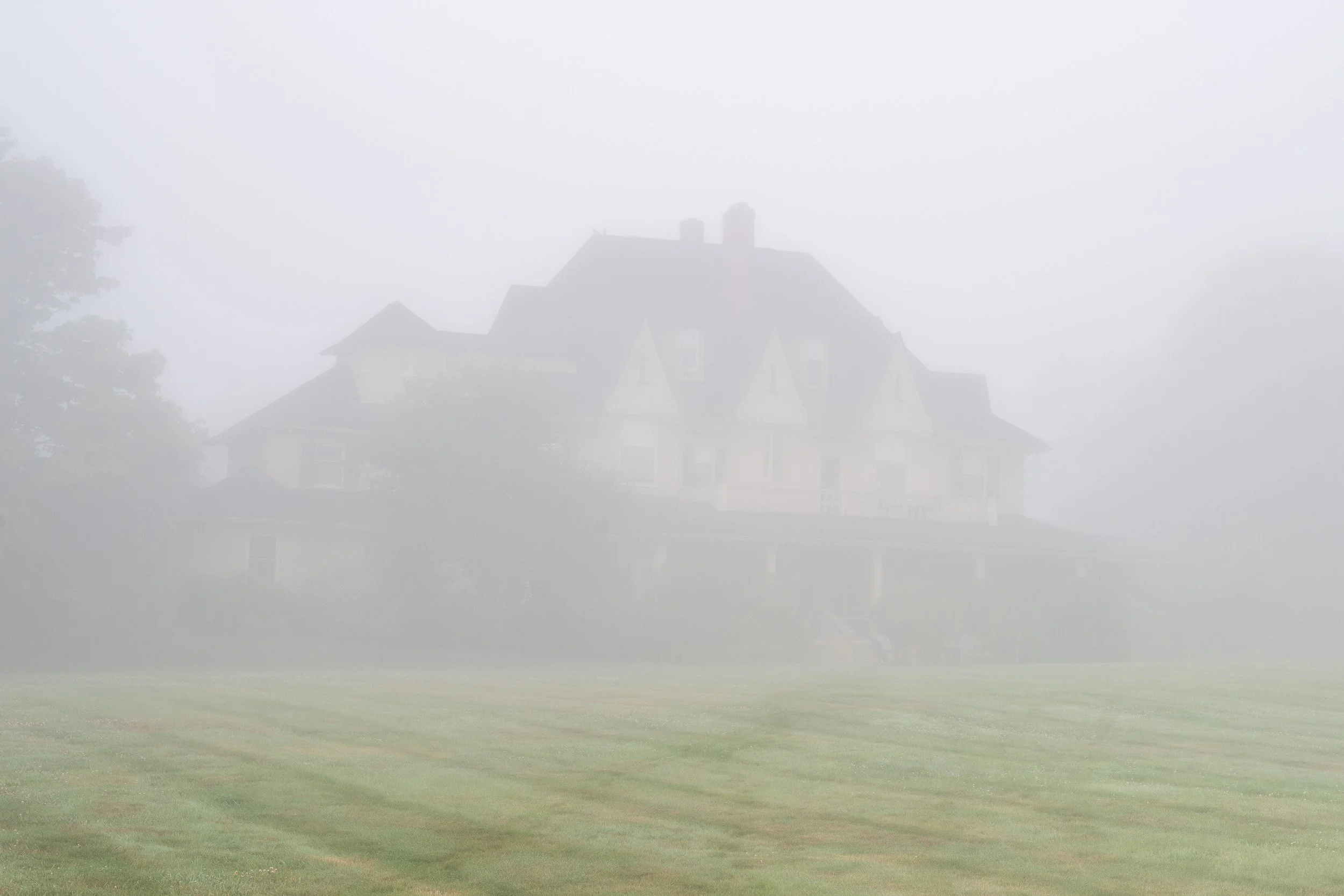 Foggy morning at KIRA in Kingsbrae Gardens in New Brunswick