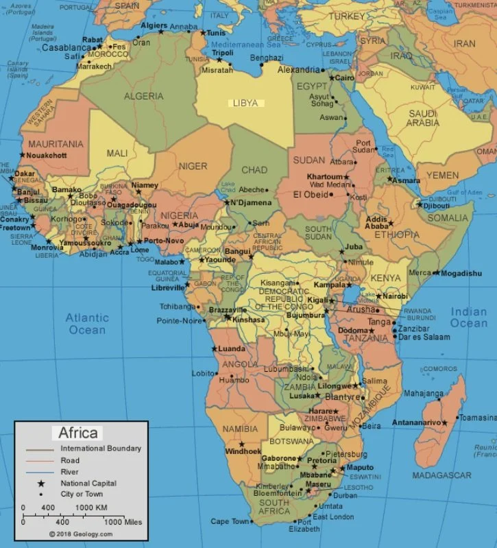 map of the continent of Africa