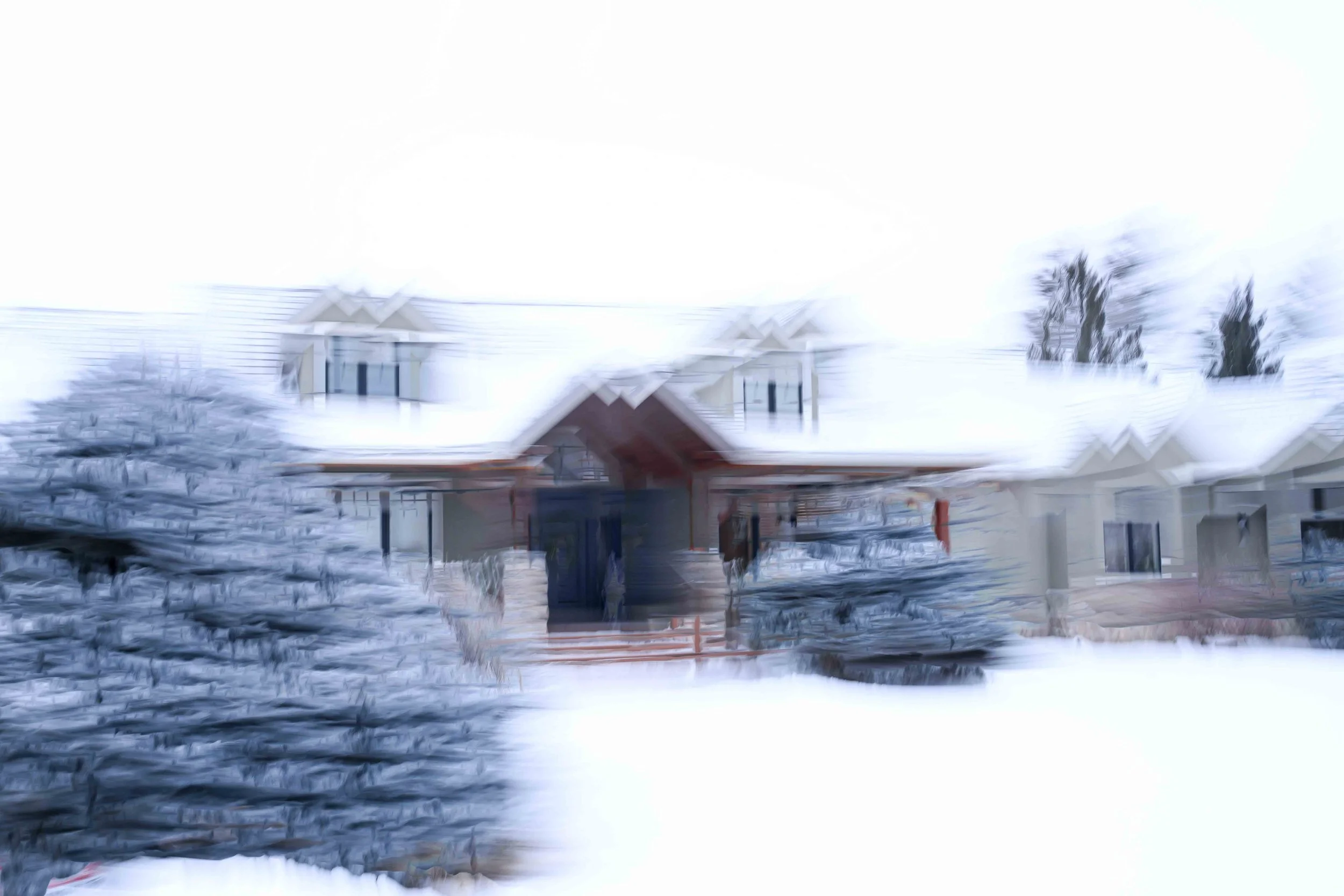 multiple exposure image of a house in winter